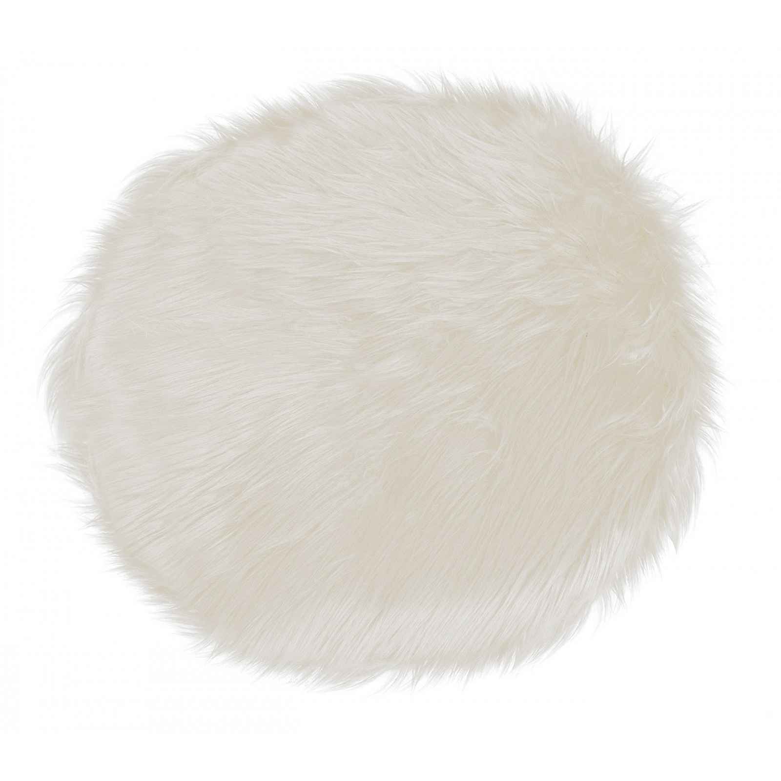 Chlupatý podsedák na židle Hunter ⌀ 40 cm, bílý