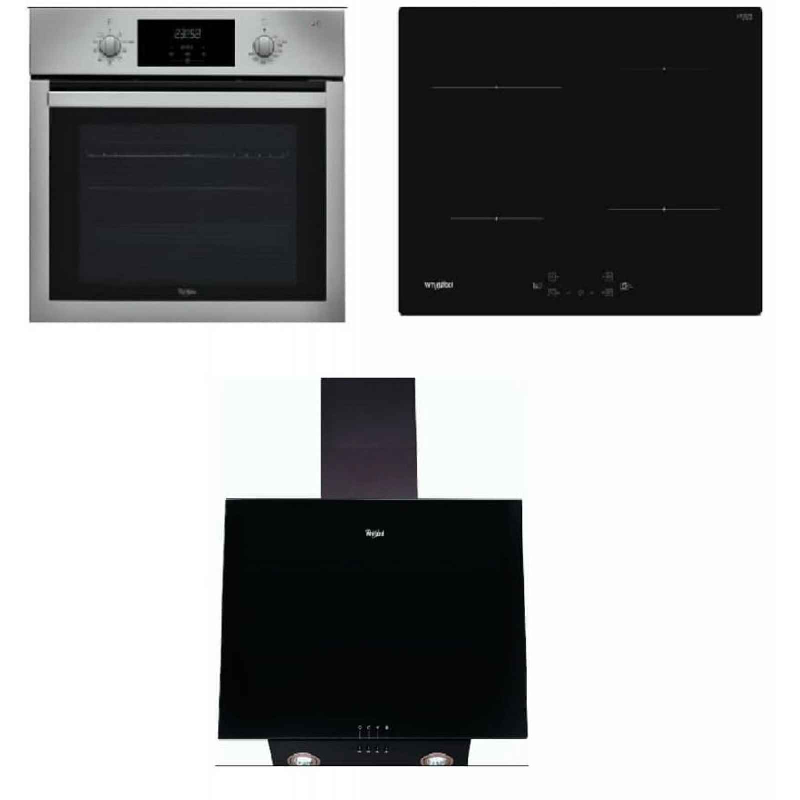 Set spotřebičů Whirlpool trouba AKP742IX + indukční deska WSQ7360NE + komínková digestoř 60cm AKR037GBL