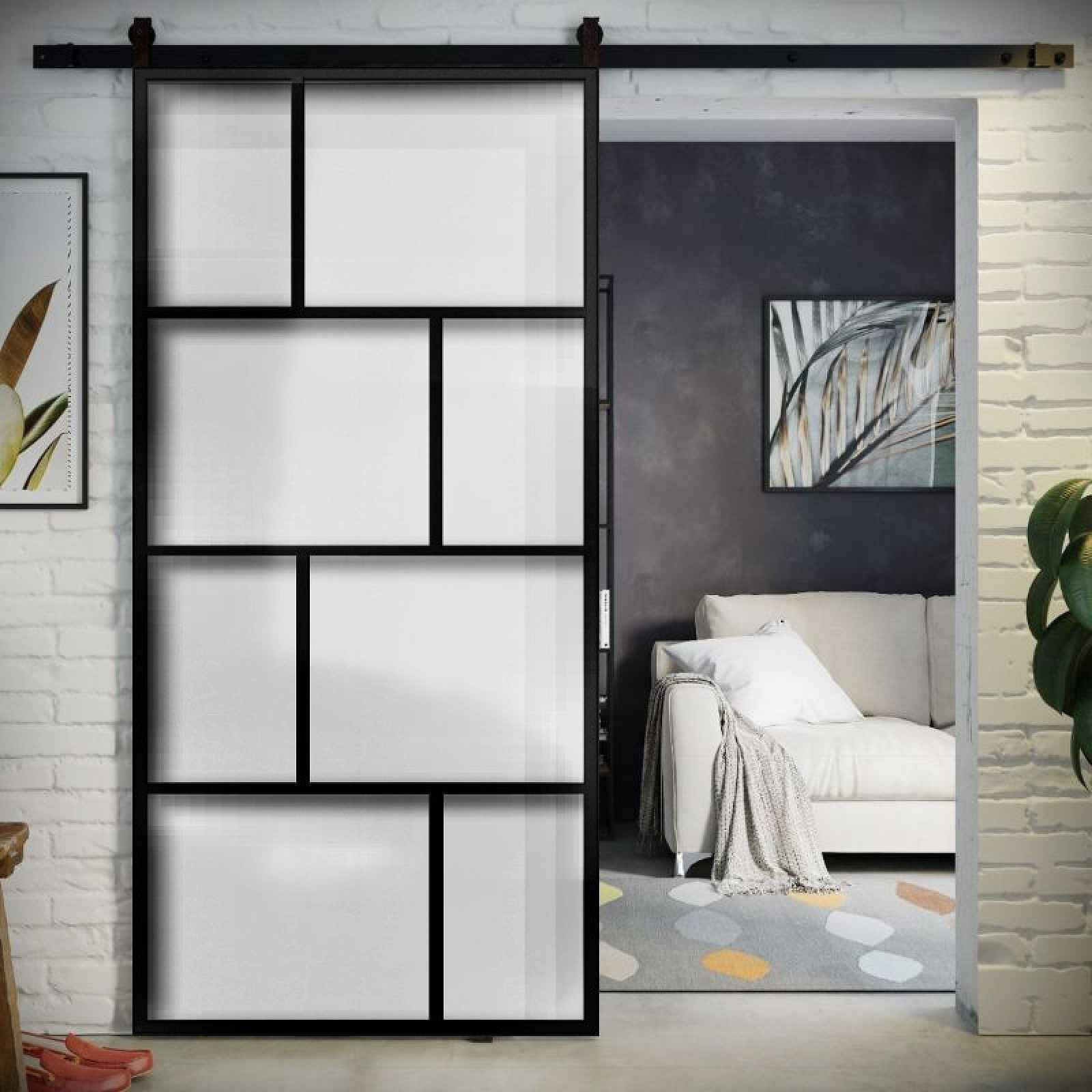 Zasouvací dveře Sandy124, 100x210cm, mléčné sklo HELCEL