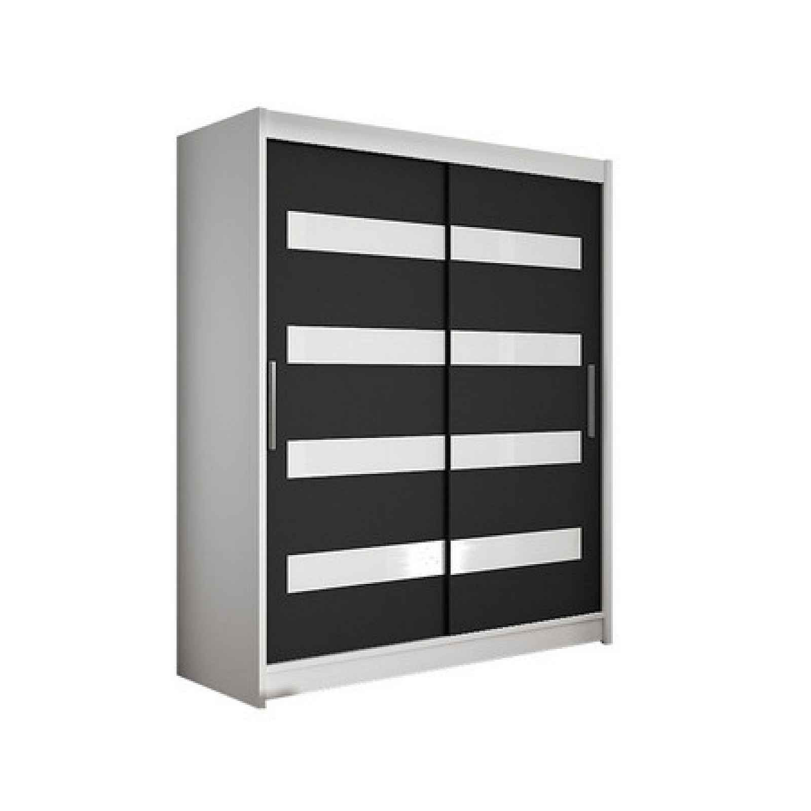 šatní skříň WESTA IV bílá/černá šířka 150 cm