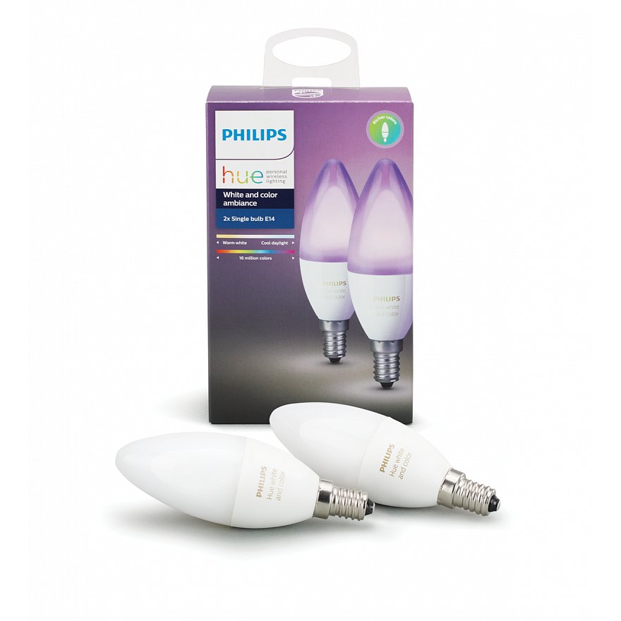 Sada LED žárovek Philips Hue white and color ambiance 2×E14