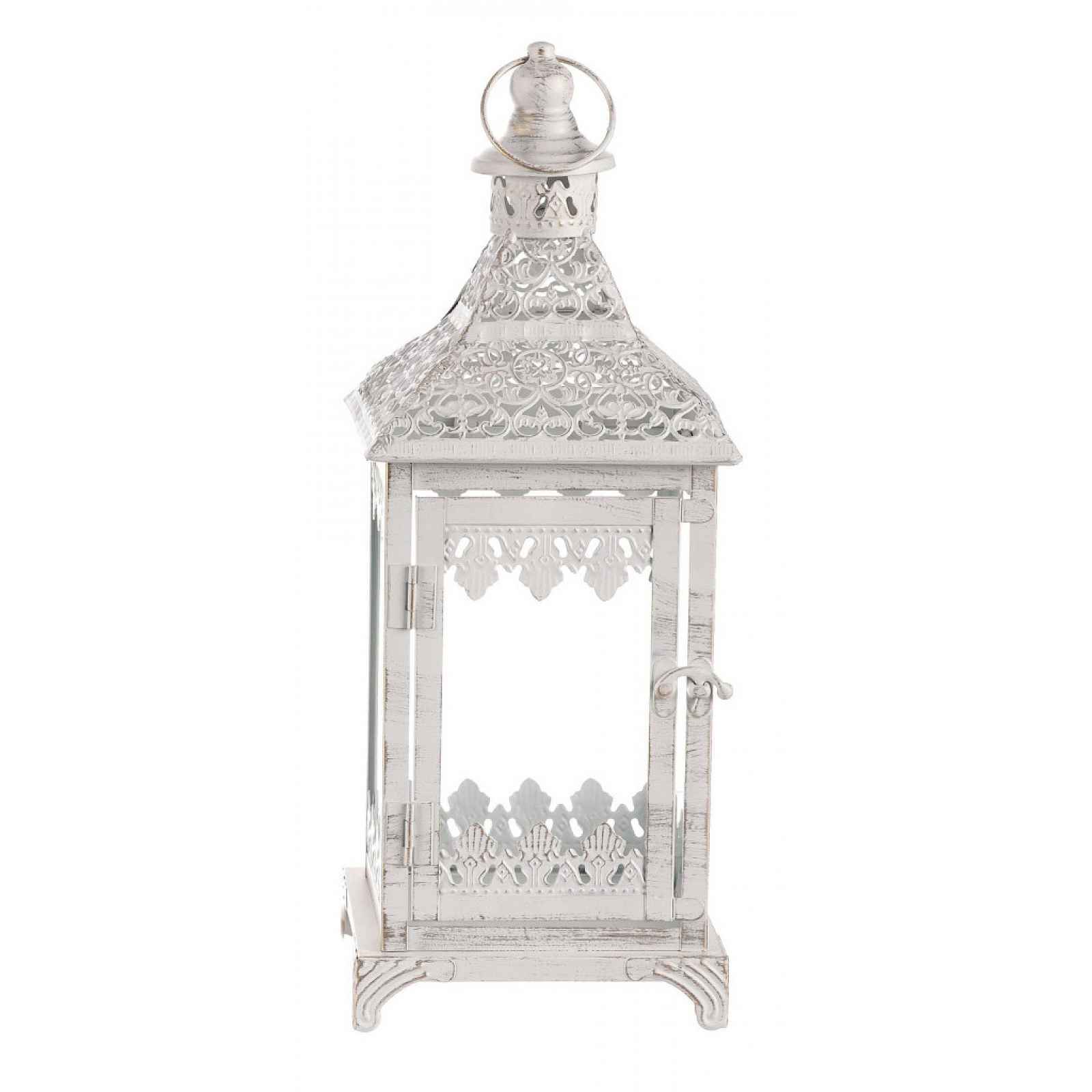Kovová lucerna Cinti 39 cm, bílá antik