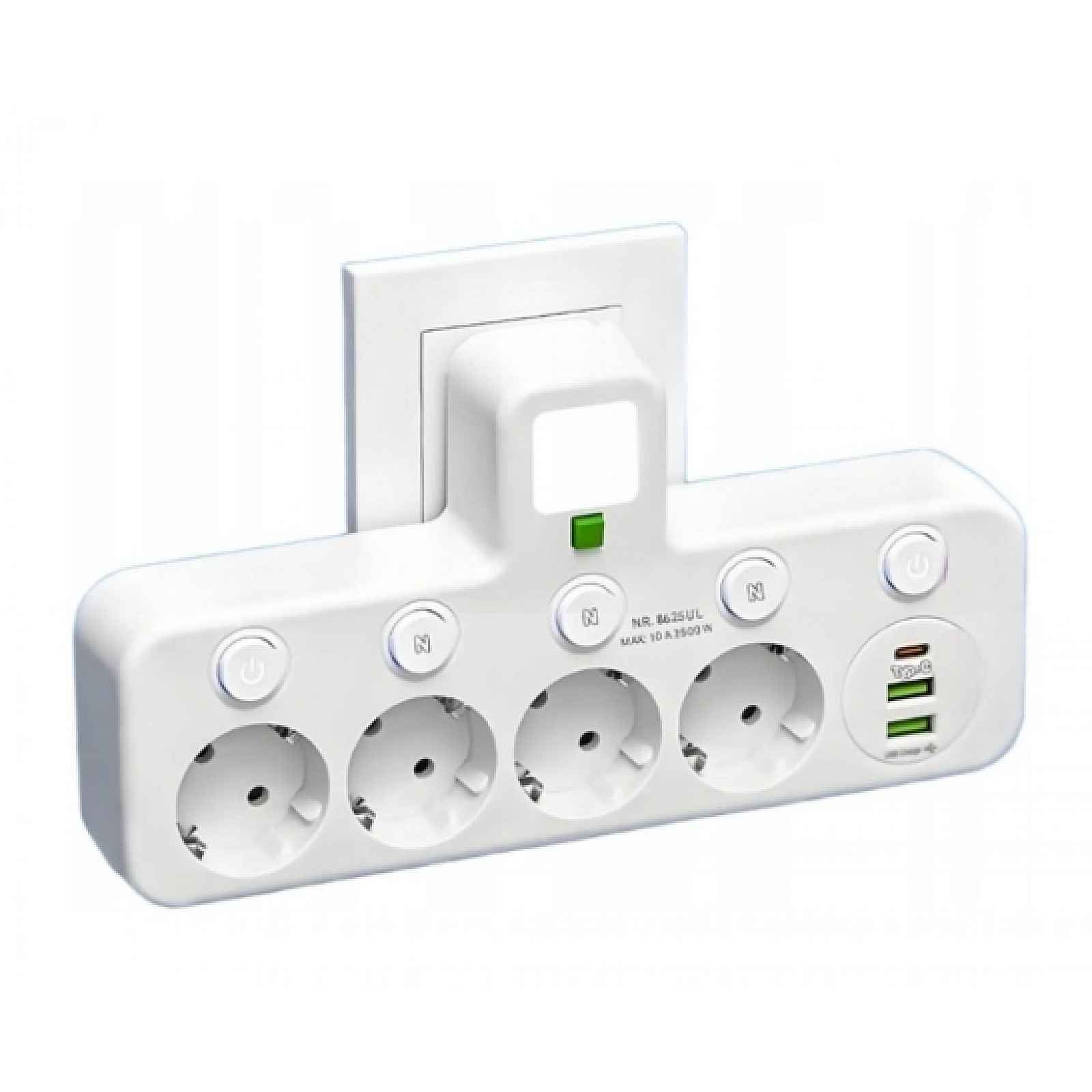 Prodlužovací kabel Lišta 4 zásuvky s 2 porty Usb 1x Type-C 7 v 1