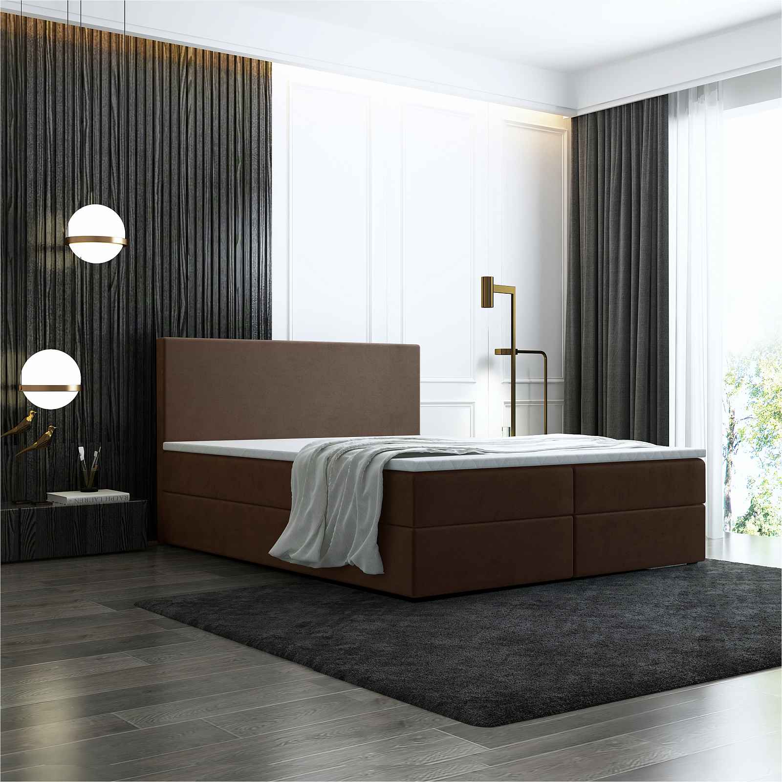 Box spring postel Bodie 140x200 cm hnědá HELCEL