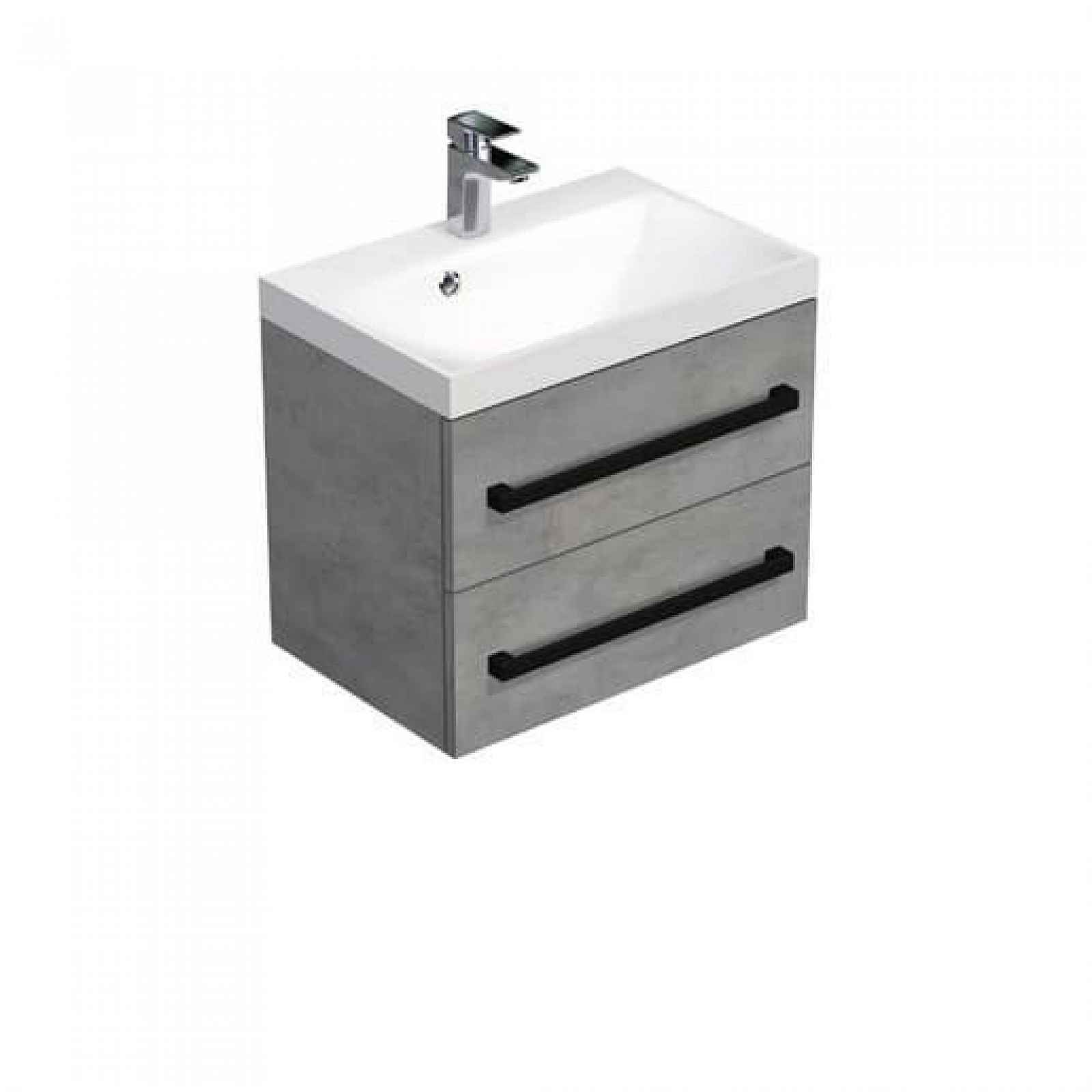 Koupelnová skříňka s umyvadlem SAT Cube Way 60x71x40 cm beton mat CUBE2C60ZBE