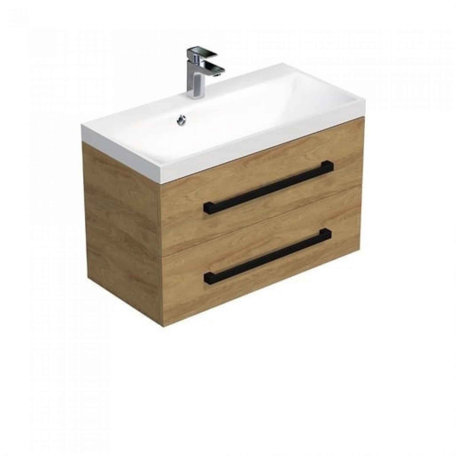 Koupelnová skříňka s umyvadlem SAT Cube Way 80x71x40 cm dub Hickory mat CUBE2C80ZDH