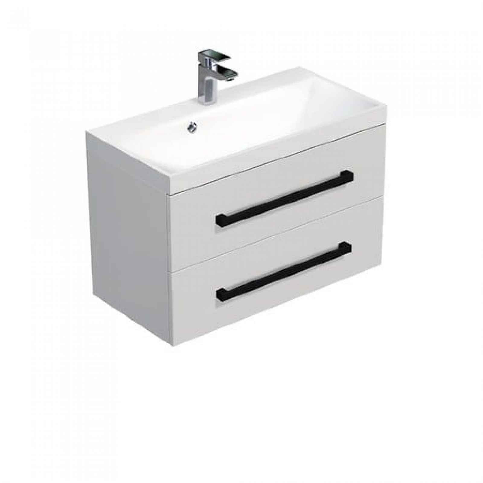 Koupelnová skříňka s umyvadlem SAT Cube Way 80x71x40 cm bílá lesk lesk/mat CUBE2C80ZBL