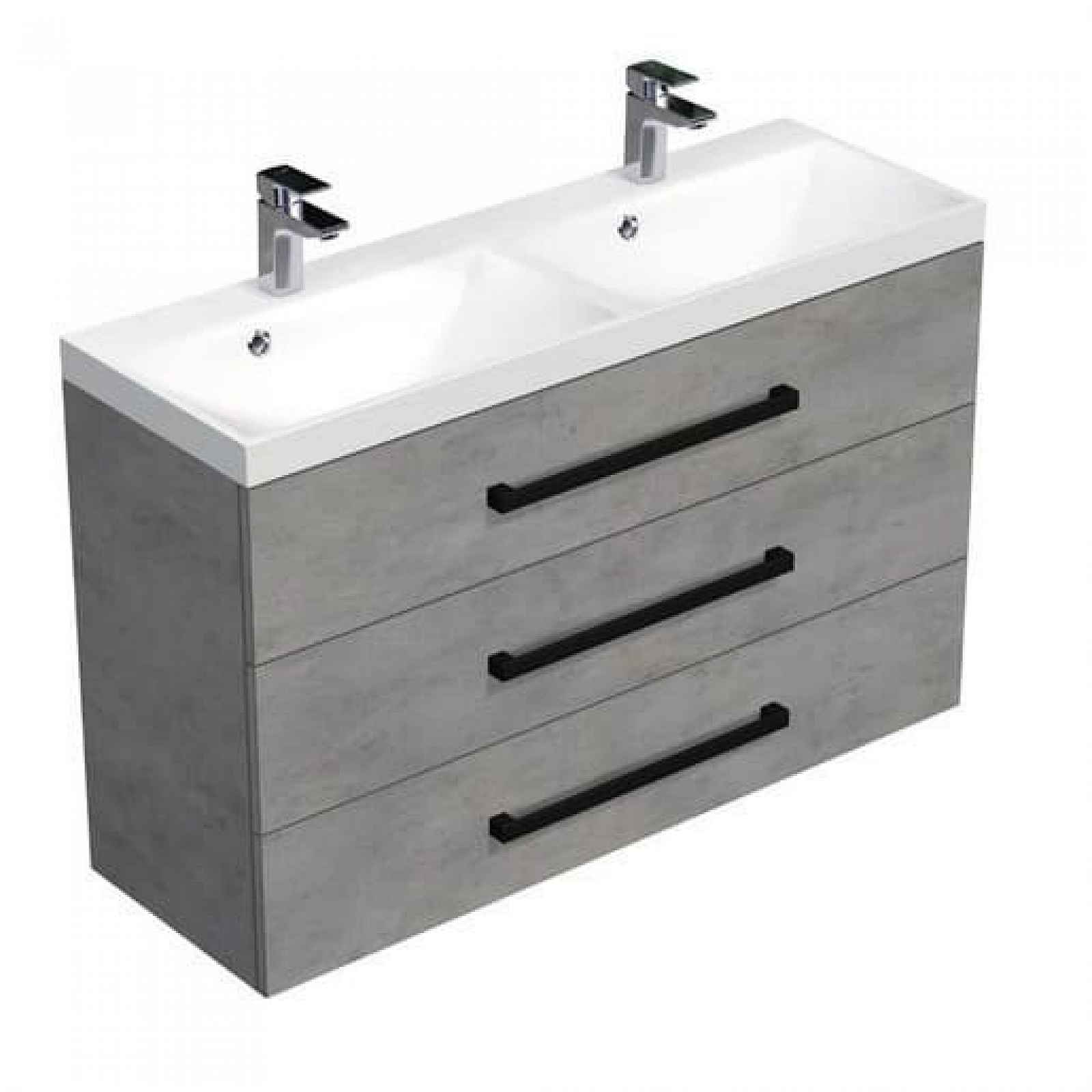Koupelnová skříňka s umyvadlem SAT Cube Way 120x47,5x40 cm beton mat CUBE2C1203BE