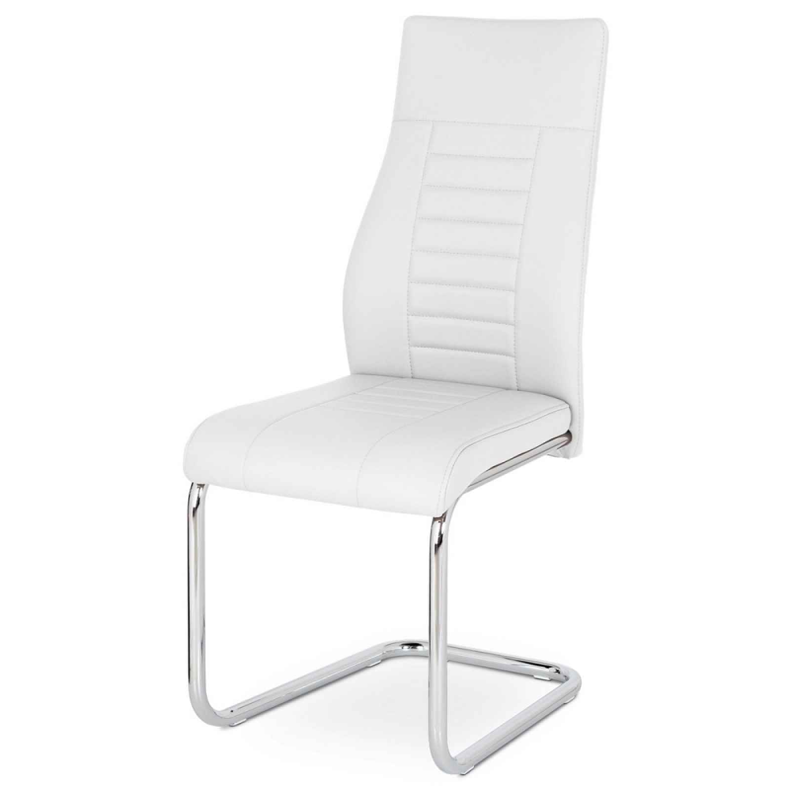 Jídelní židle bílá koženka / chrom HC-955 WT
