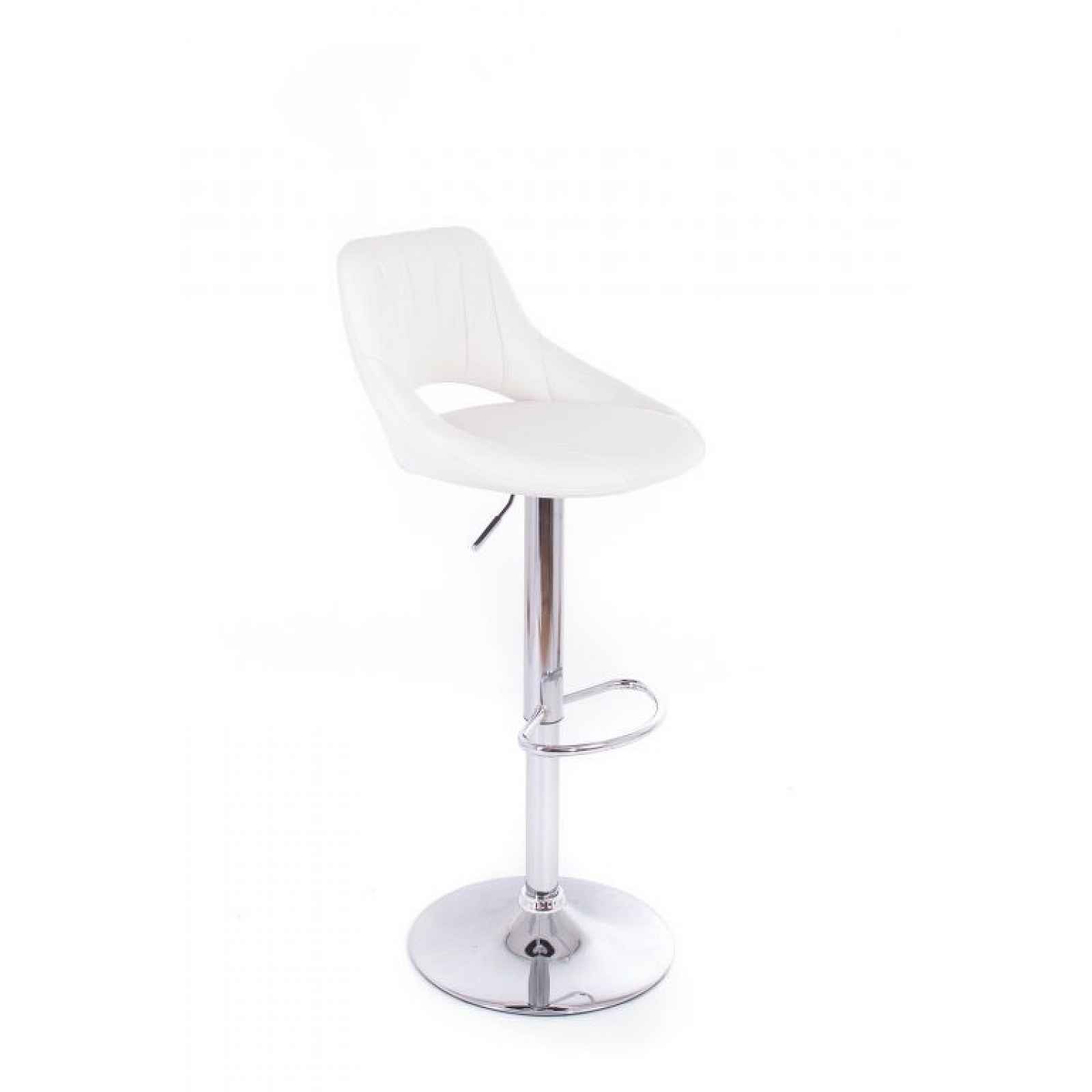 Barová židle Aletra koženková prošívaná bílá