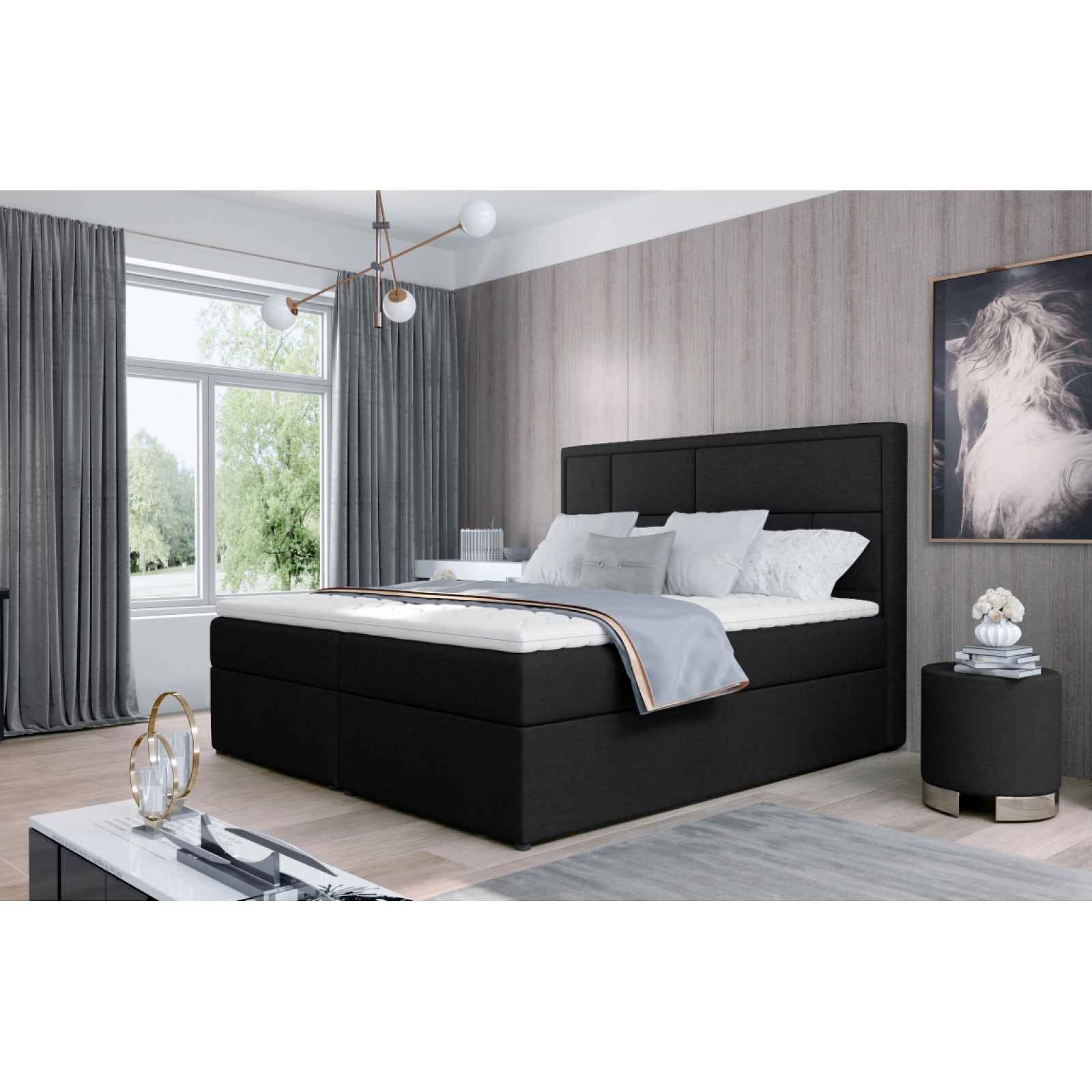 Boxspring BARBARIO 24 160x200, černá látka