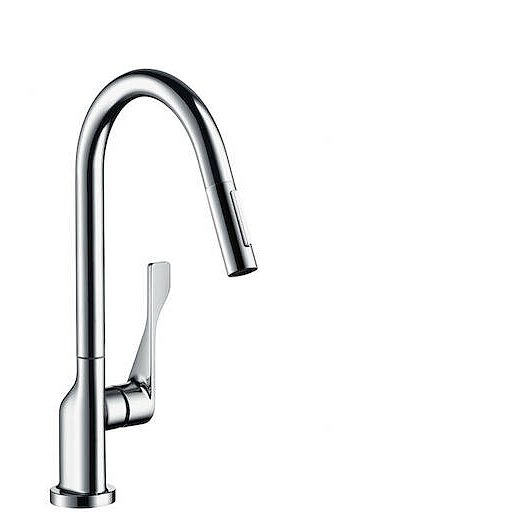Dřezová baterie Hansgrohe Axor Citterio s vytahovací sprškou vzhled nerezu 39835800