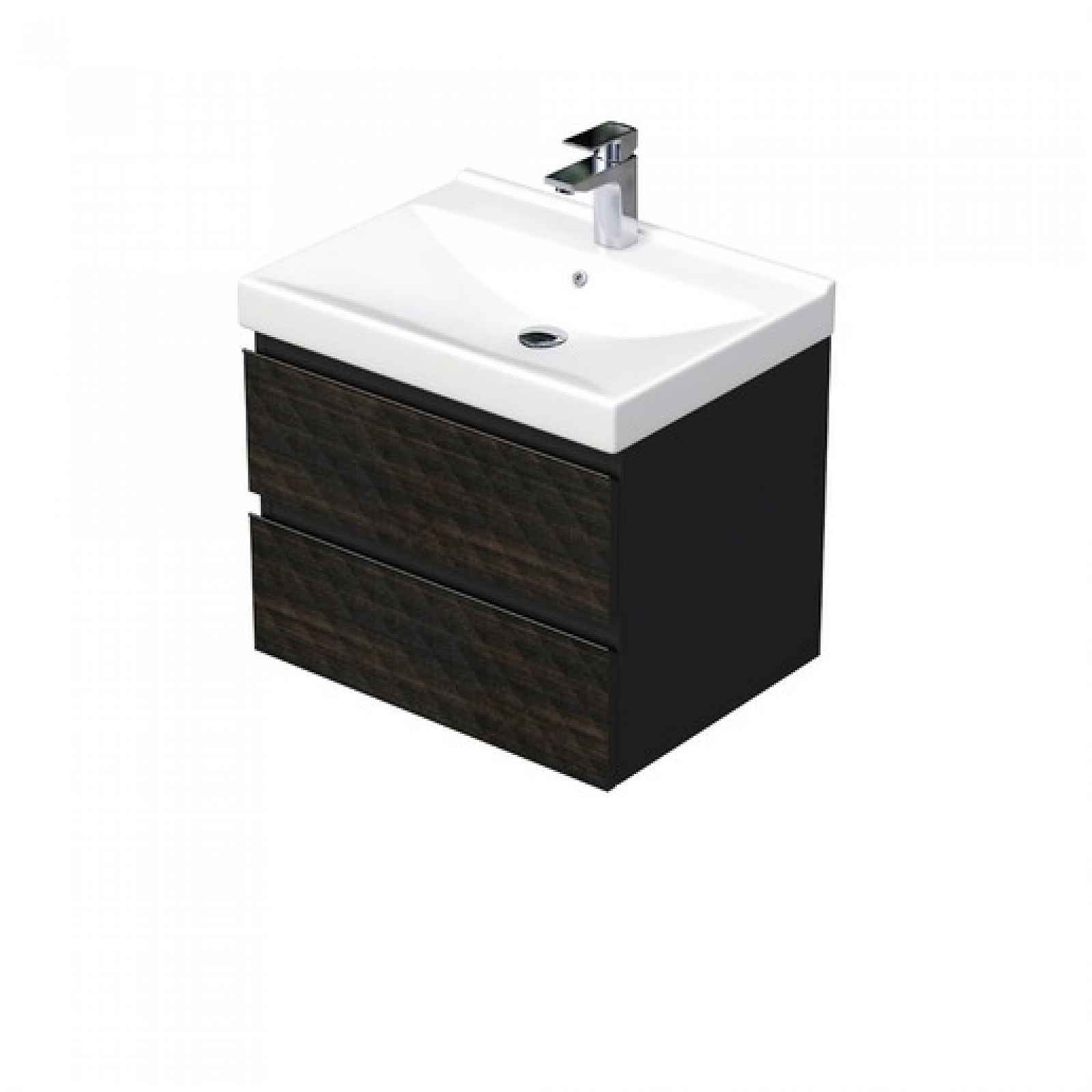 Koupelnová skříňka s umyvadlem SAT Cube Way 60x47,5x46 cm hnědá mat CUBE3D46602ZHVER