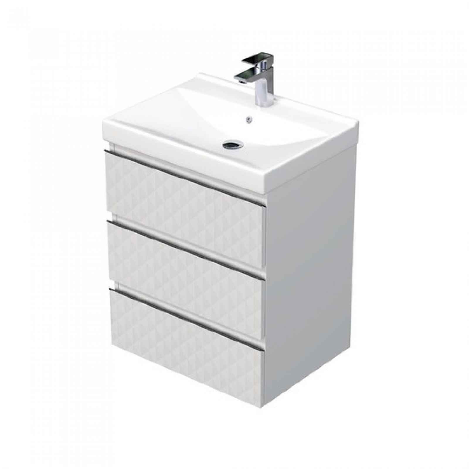 Koupelnová skříňka s umyvadlem SAT Cube Way 60x71x46 cm bílá mat CUBE3D46603ZBVER