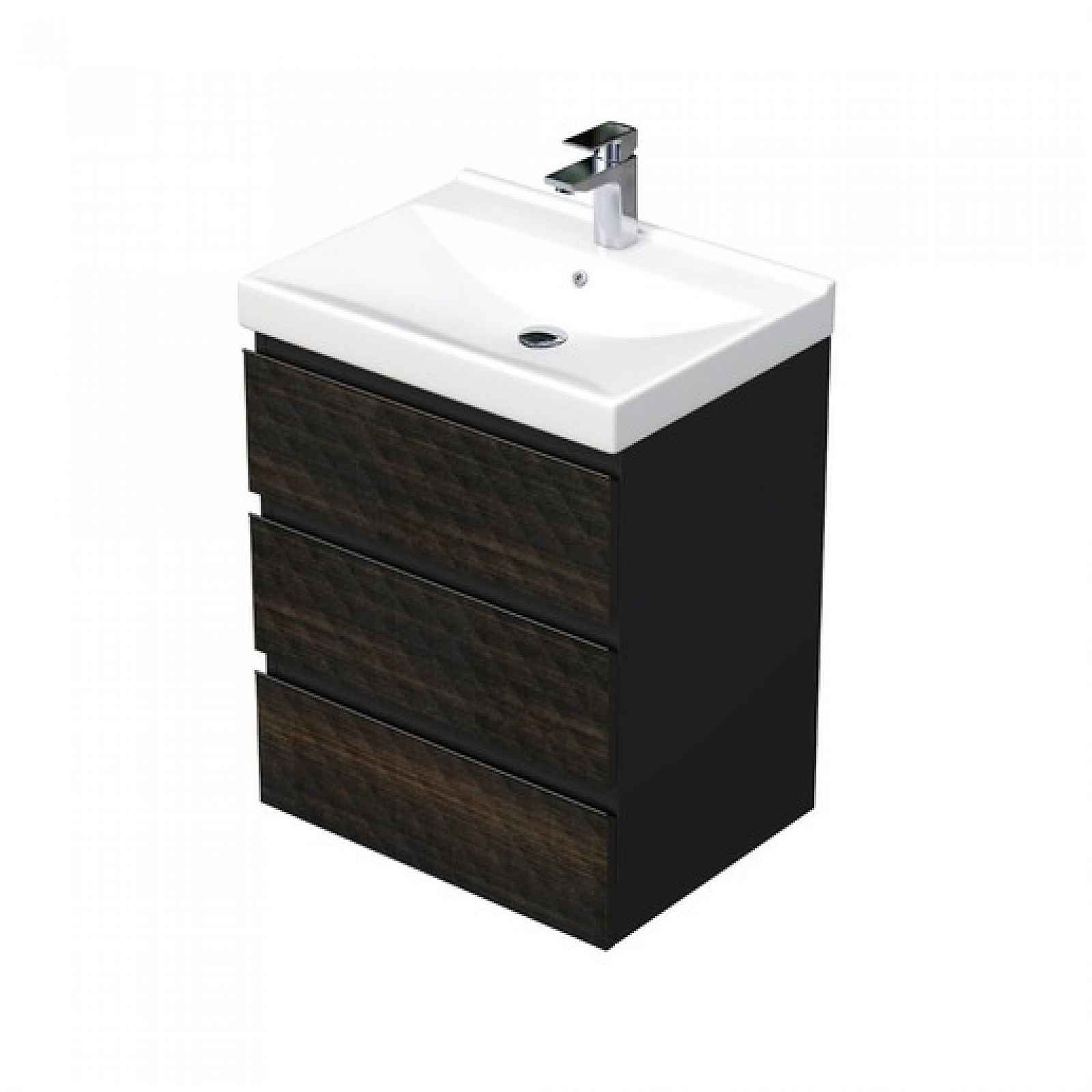 Koupelnová skříňka s umyvadlem SAT Cube Way 60x71x46 cm hnědá mat CUBE3D46603ZHVER