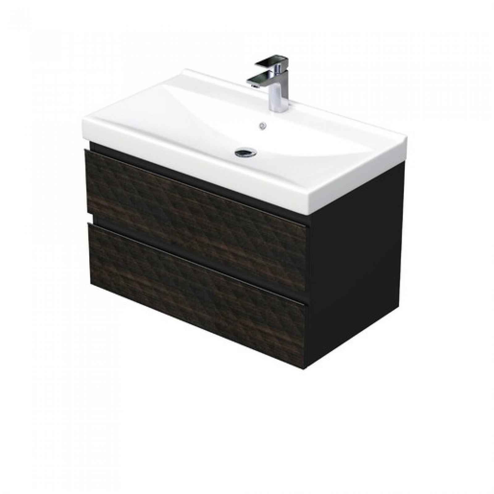 Koupelnová skříňka s umyvadlem SAT Cube Way 80x47,5x46 cm hnědá mat CUBE3D46802ZHVER