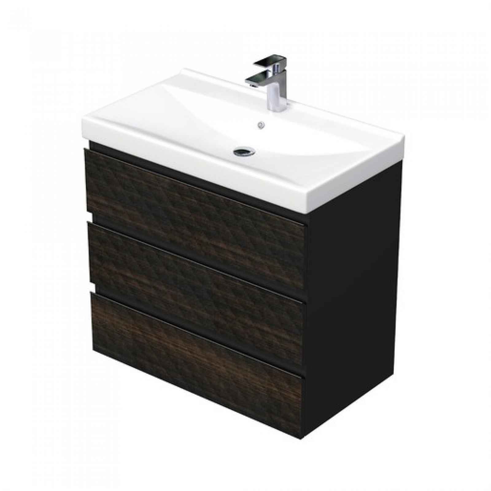 Koupelnová skříňka s umyvadlem SAT Cube Way 80x71x46 cm hnědá mat CUBE3D46803ZHVER