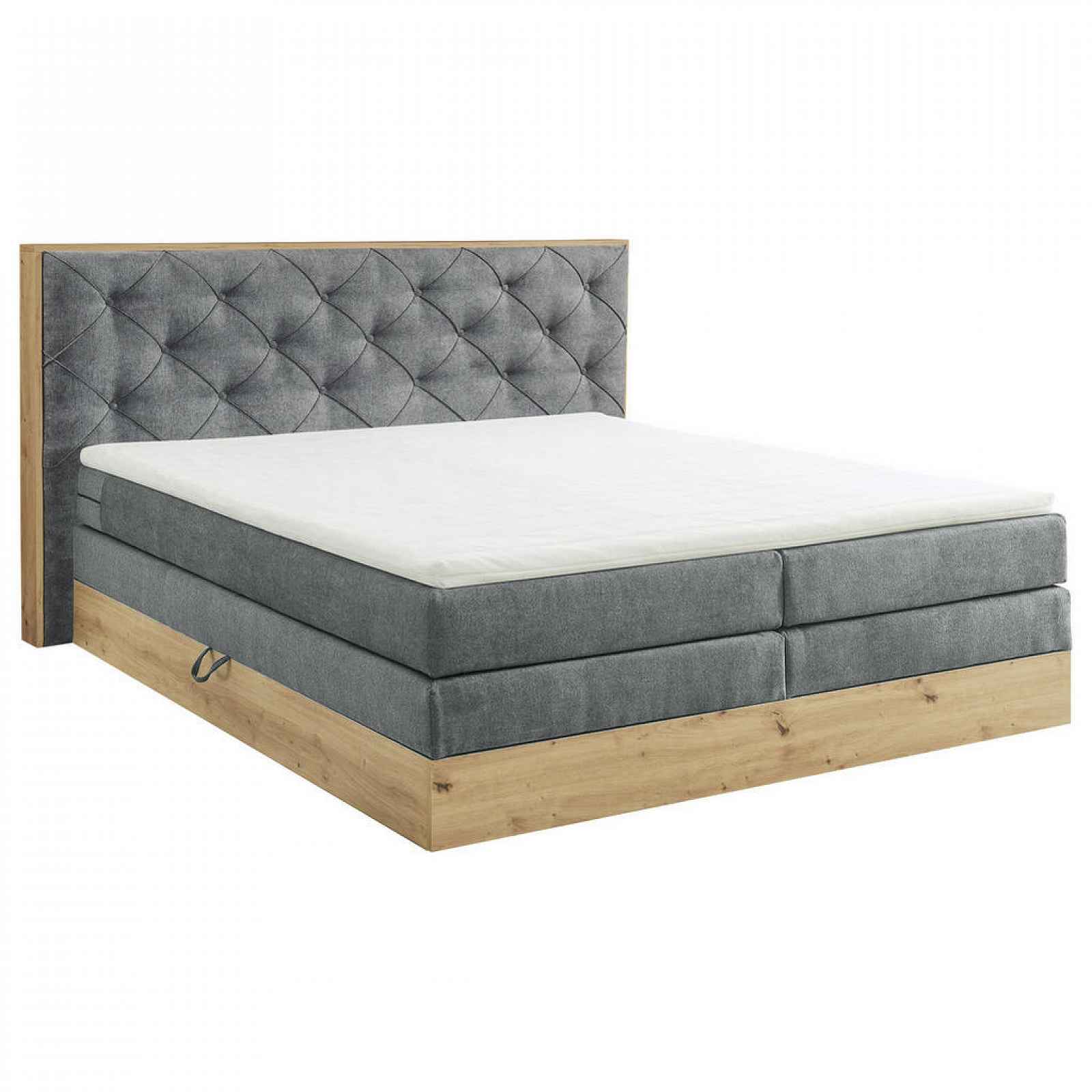 XXXLutz POSTEL BOXSPRING, 180/200 cm, textil, kompozitní dřevo, šedá, přírodní barvy Esposa - Postele s úložným prostorem - 002220039801