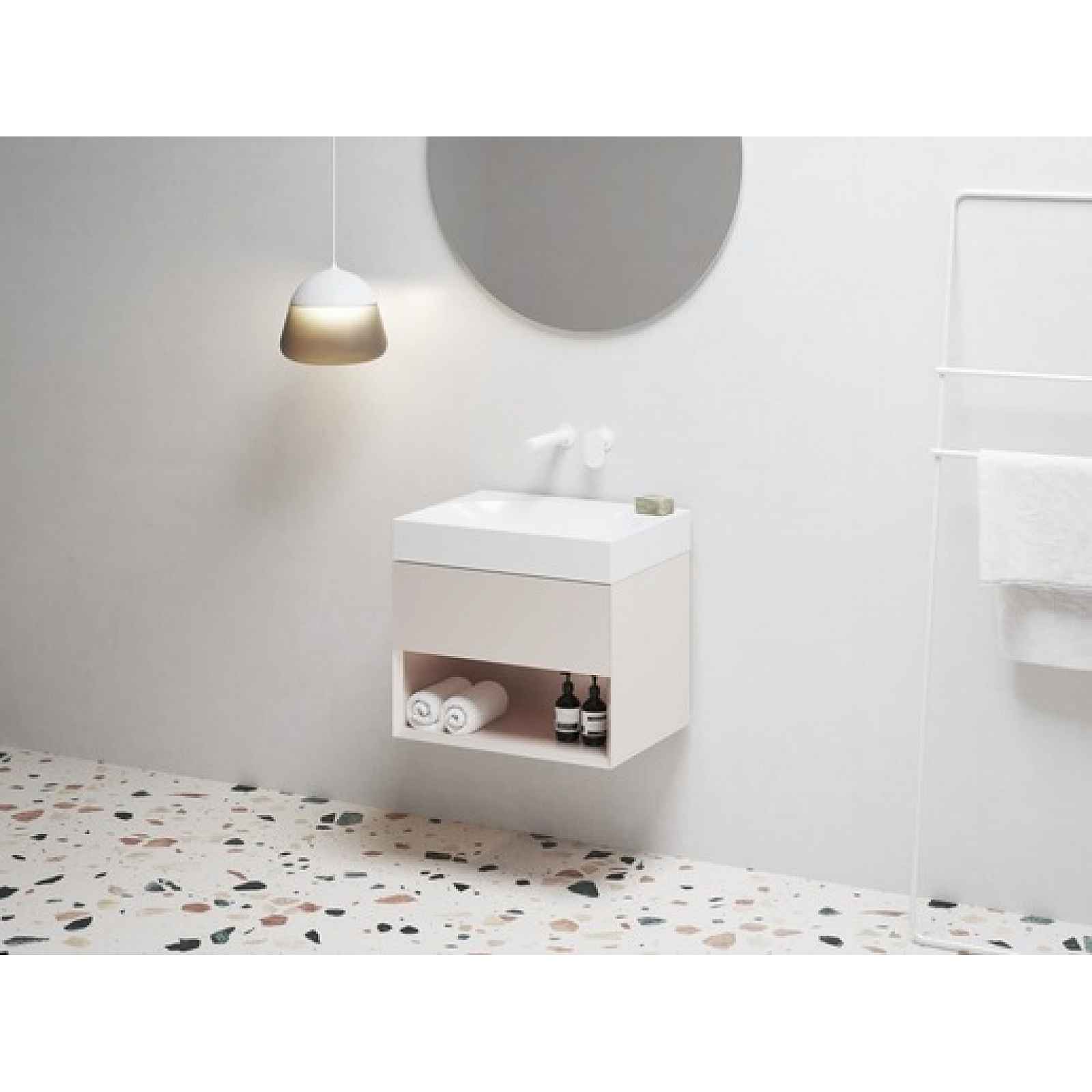 Skříňka pod umyvadlo bez umyvadla Ravak Lite 60x43x45 cm alabaster pink X000001860