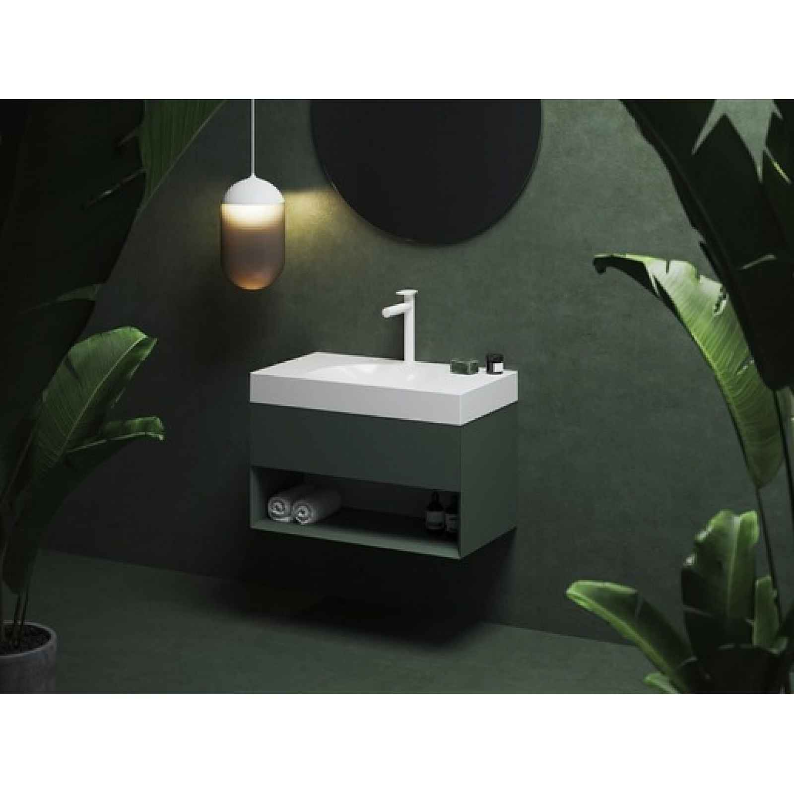 Skříňka pod umyvadlo bez umyvadla Ravak Lite 80 x43x45 cm grey green X000001864