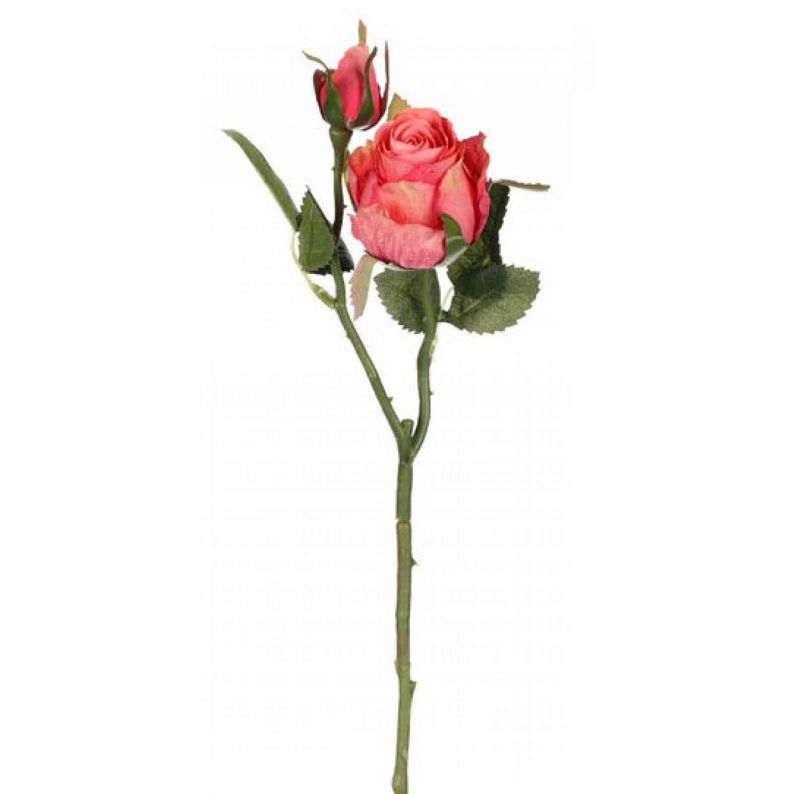 Umělá květina Růže 46 cm, oranžovo-růžová