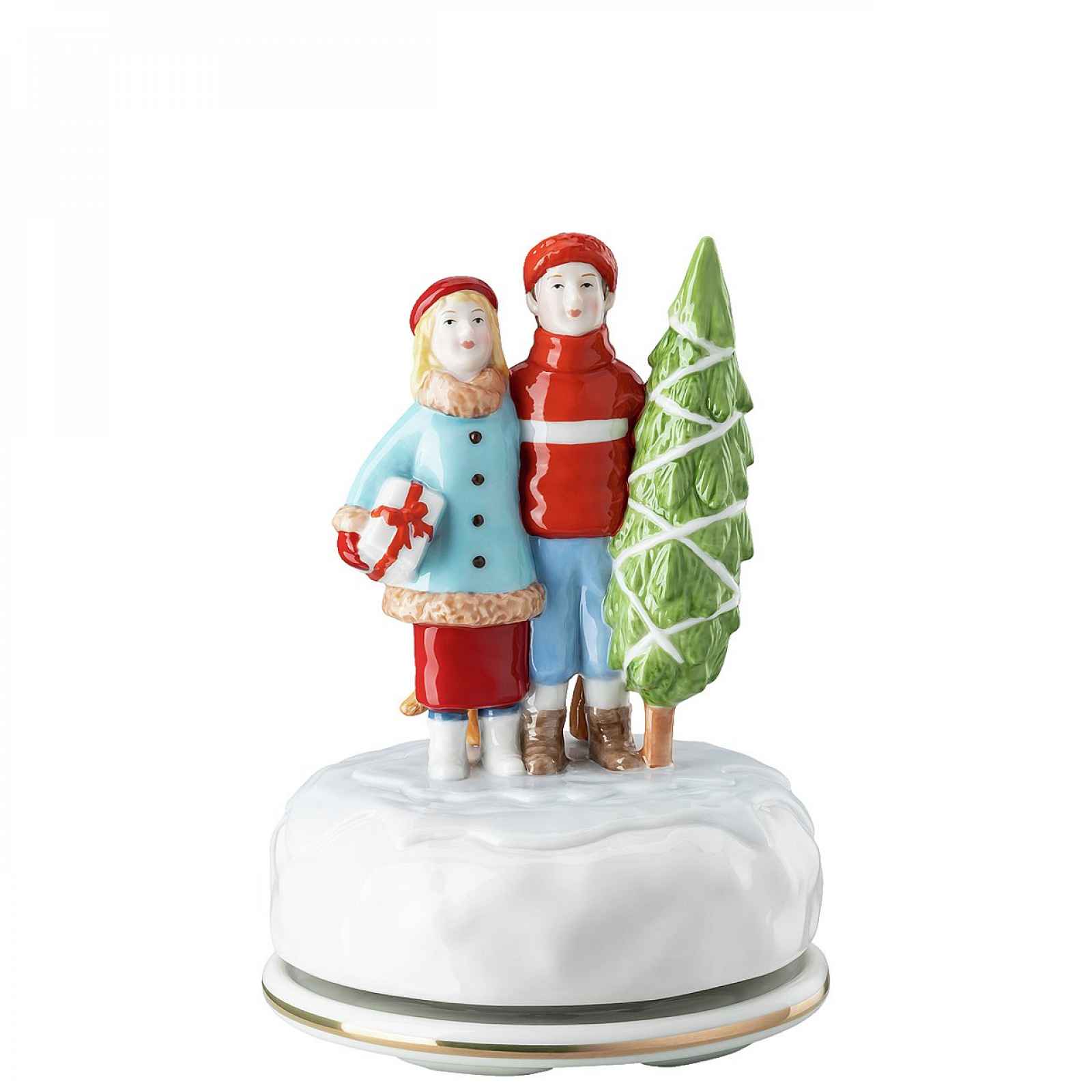 Rosenthal Vánoční hrací skříňka, motiv Dvojice, Vánoční dárky, Ø 12 cm