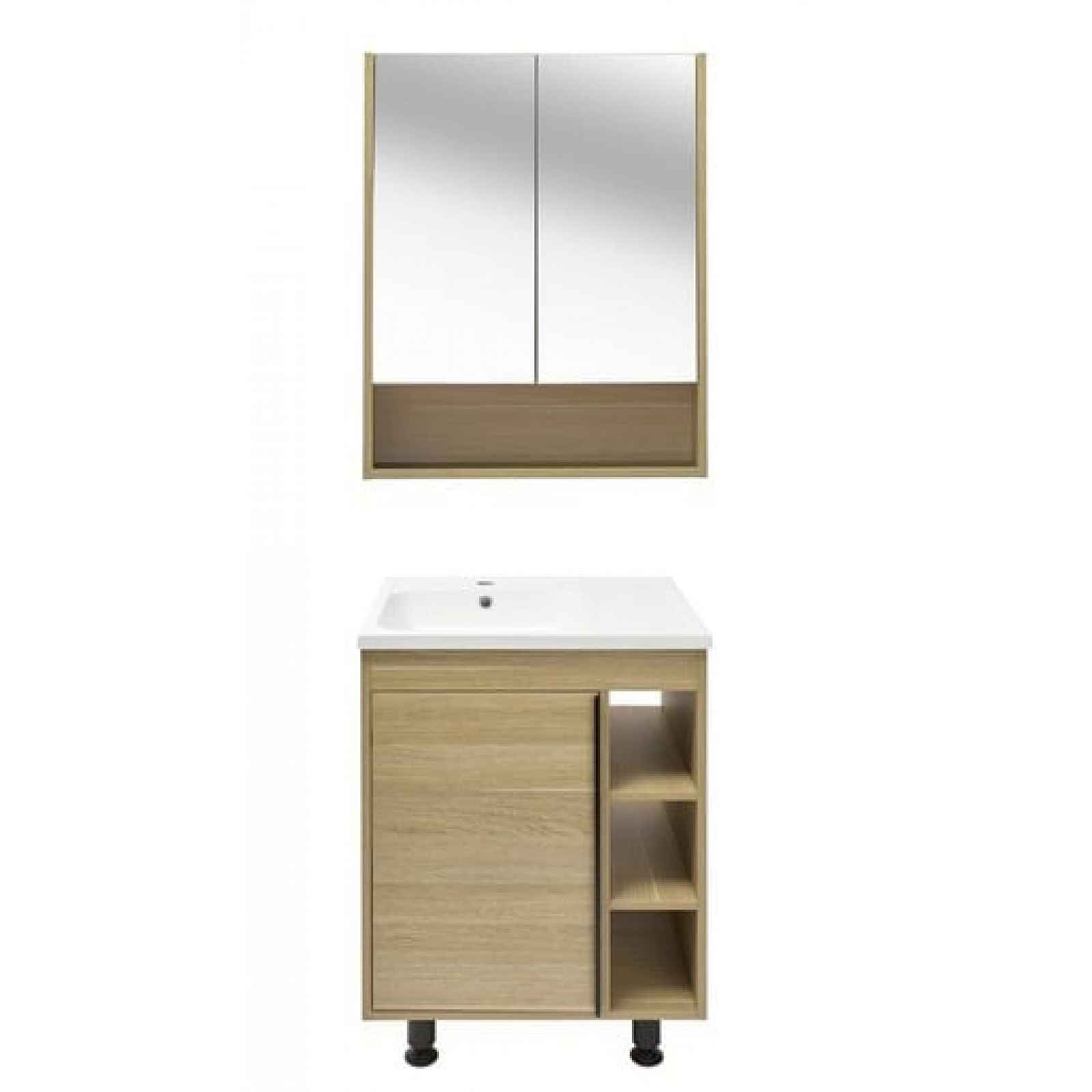 Koupelnová sestava s umyvadlem a zrcadlovou skříňkou Naturel Lucca 59x70x45 cm dub mat LUCCASET60D