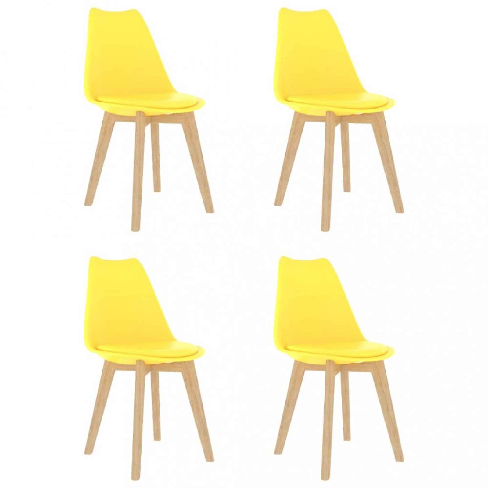 Jídelní židle 4 ks plast / umělá kůže / buk Žlutá