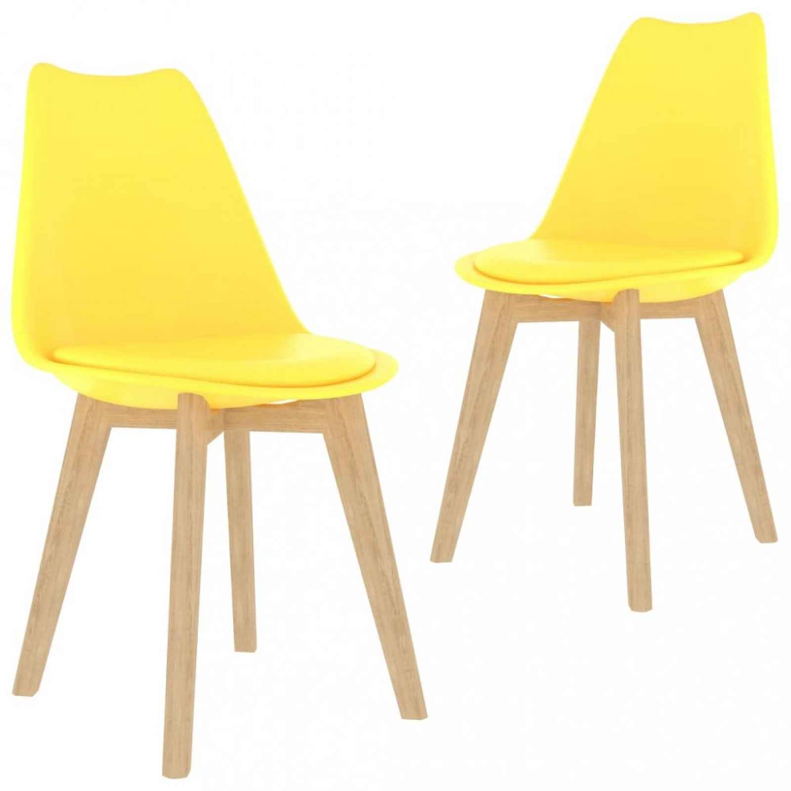 Jídelní židle 2 ks plast / umělá kůže / buk Žlutá