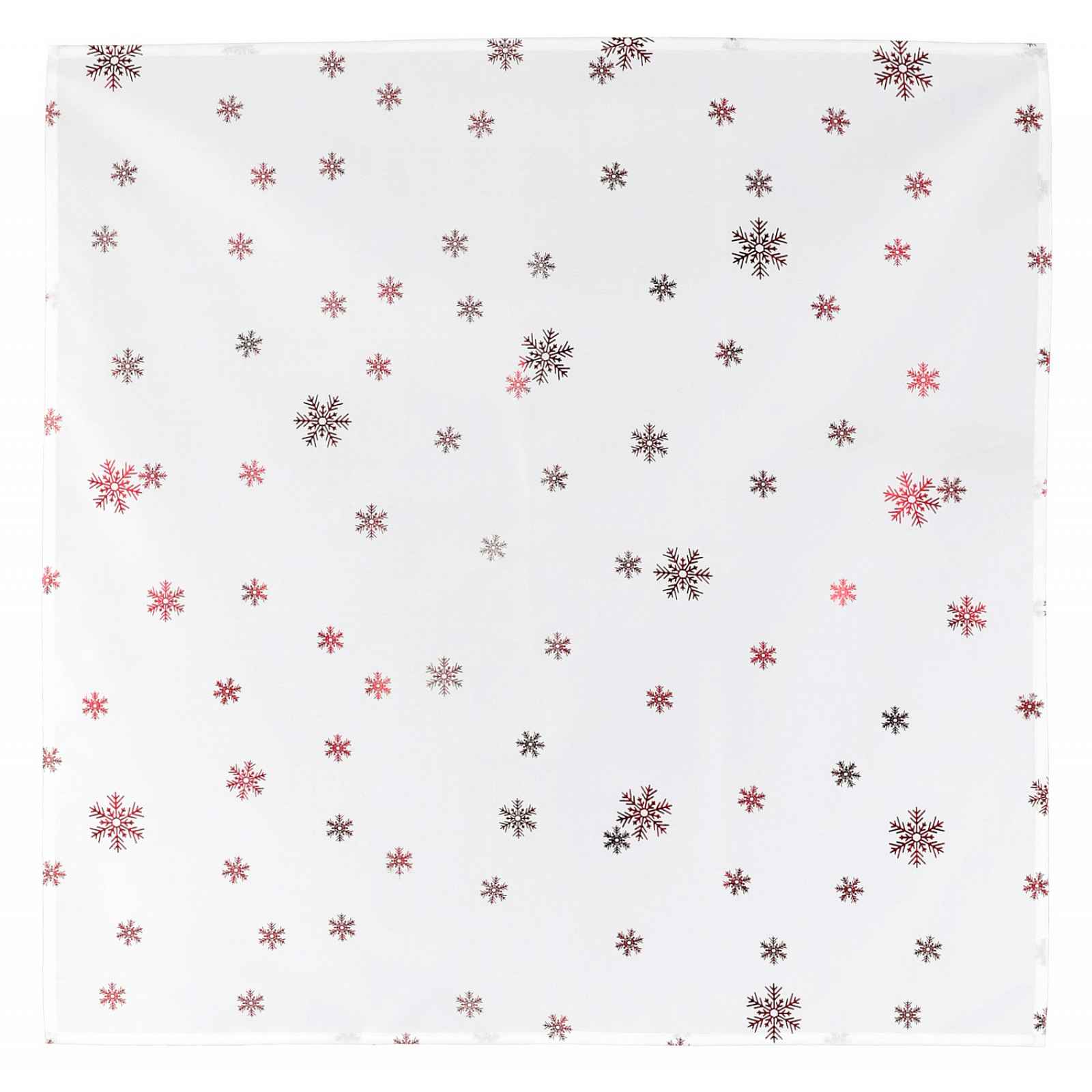 Vánoční ubrus Červené vločky, bílý, 80x80 cm