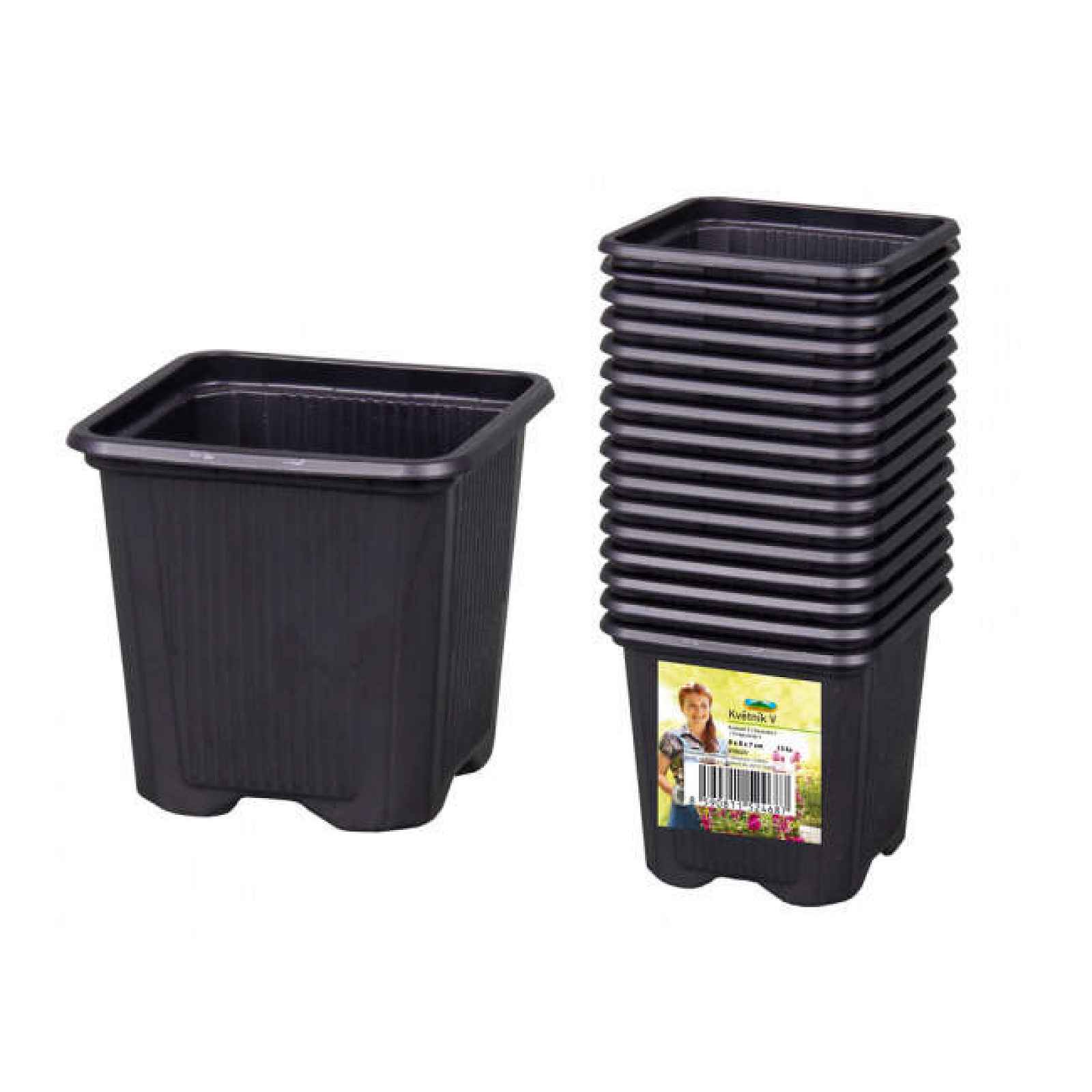 Kontejner pěstební V 8x8x7cm 15ks plast černá