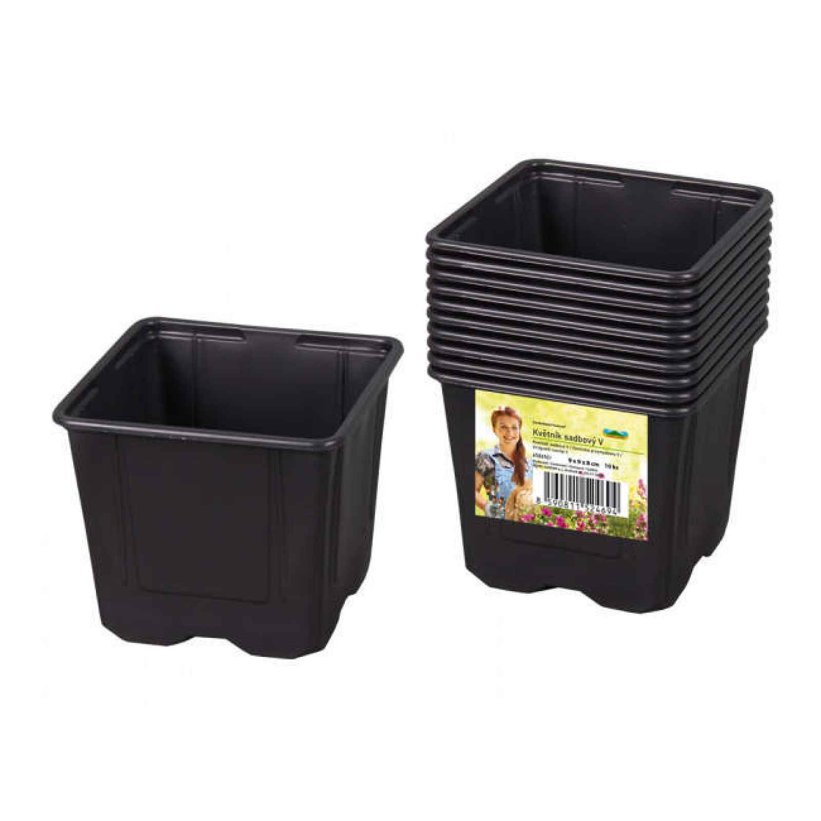 Kontejner pěstební V 9x9x8cm 10ks plast černá