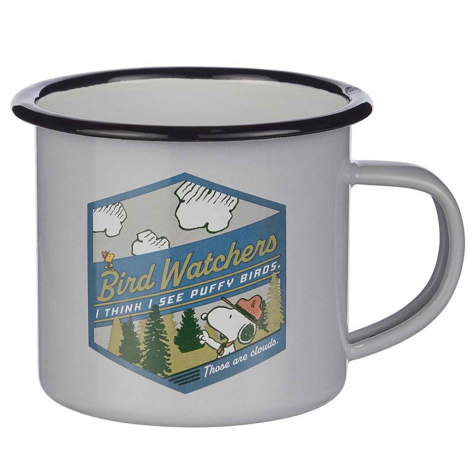 Butlers PEANUTS Hrnek smaltovaný "Bird Watchers" 380 ml - šedá