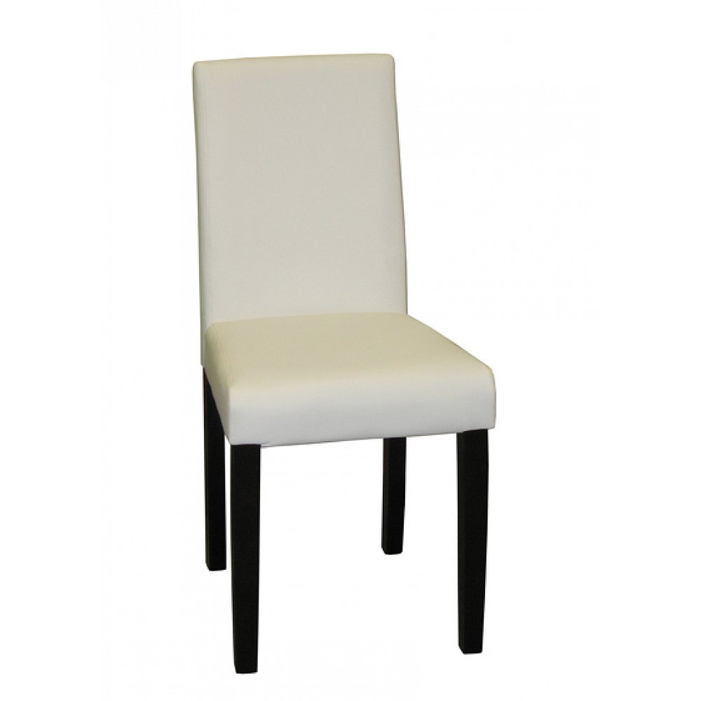 Jídelní židle Prima, bílá/hnědé nohy