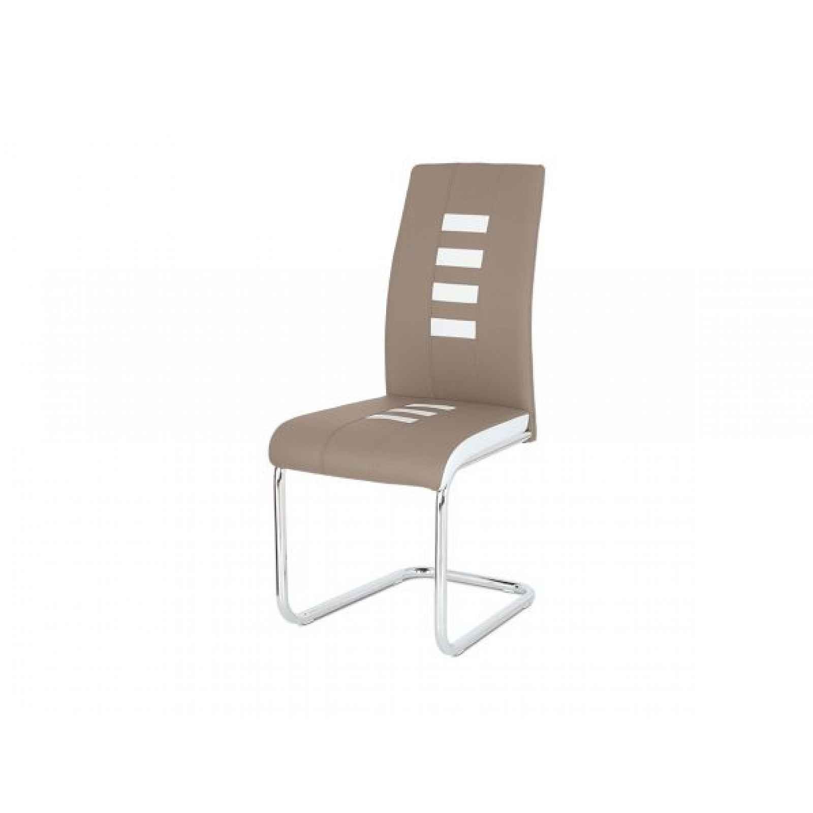 Jídelní židle eko kůže / chrom Cappuccino - výška: 98 cm