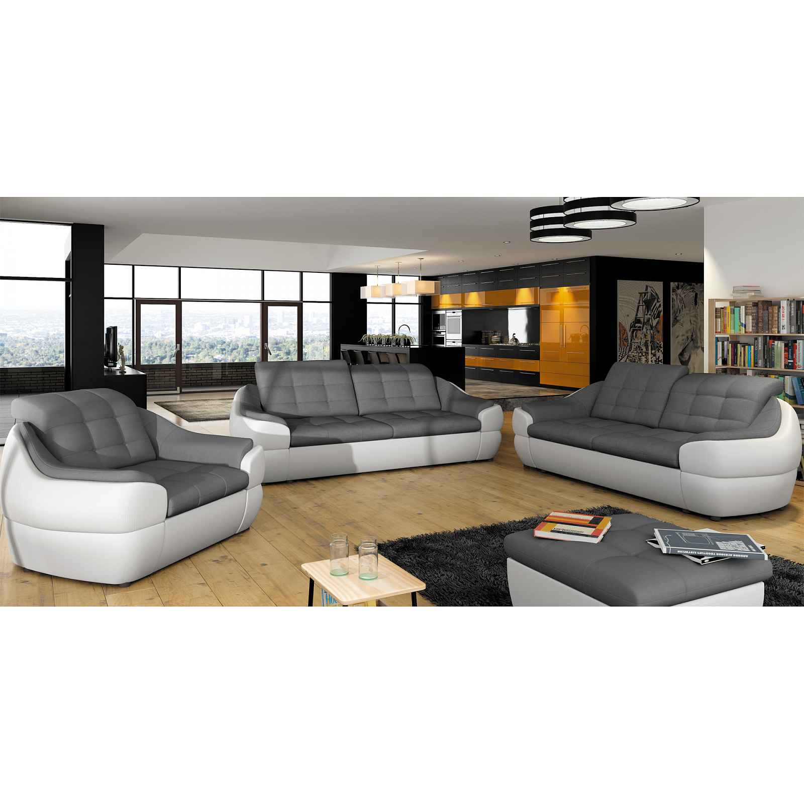 Sedací souprava Infinity 3 + 2 + 1 s výběrem potahu! Obal WSL corpus: Potah na korpus Prémiová eko-kůže Vienna 02 krémová, WSL obálka: Potah Prémiová eko-kůže Vienna 04 cappucino HELCEL