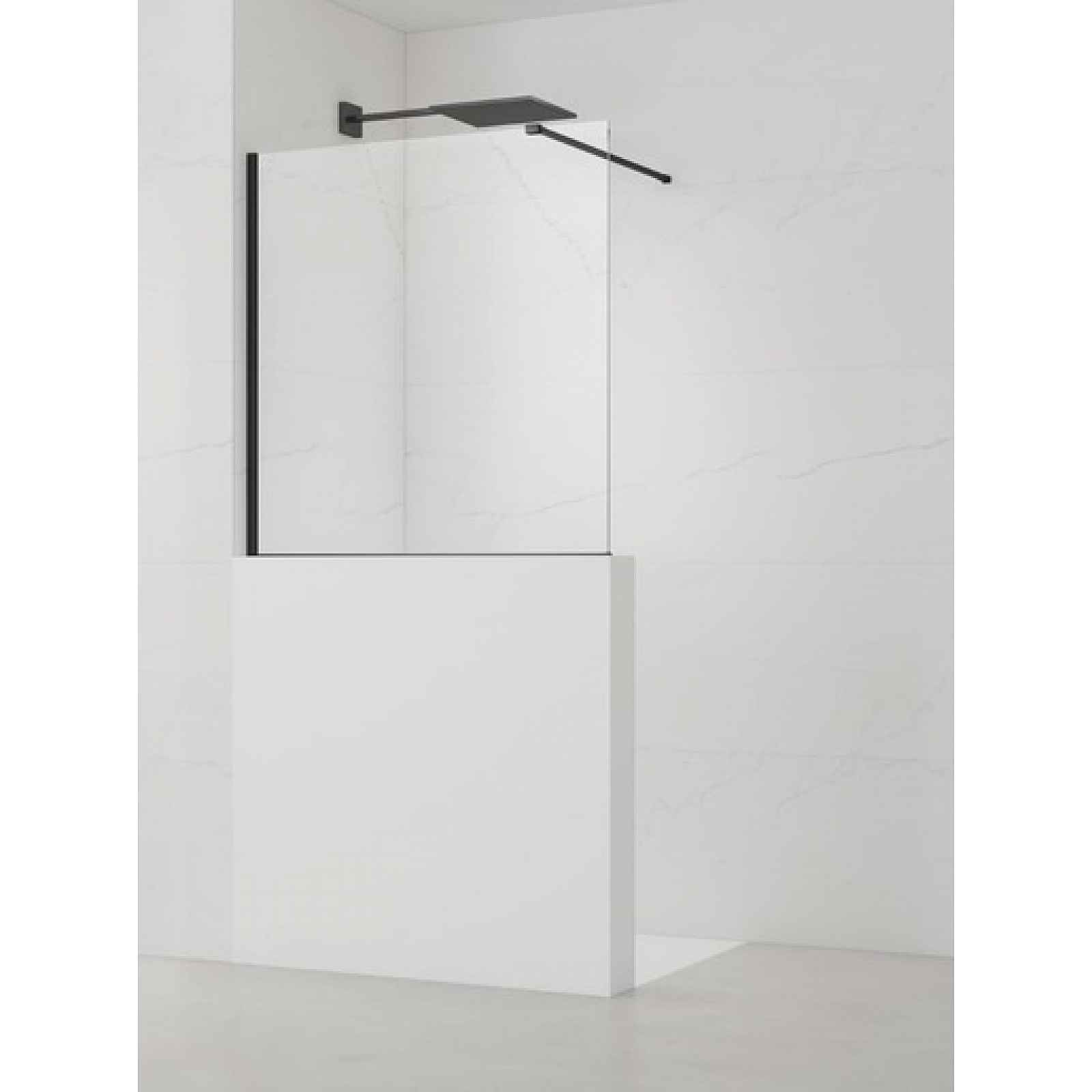 Sprchová zástěna SAT Walk-in 120x100 cm na sníženou příčku černá SATBWIS120PRC