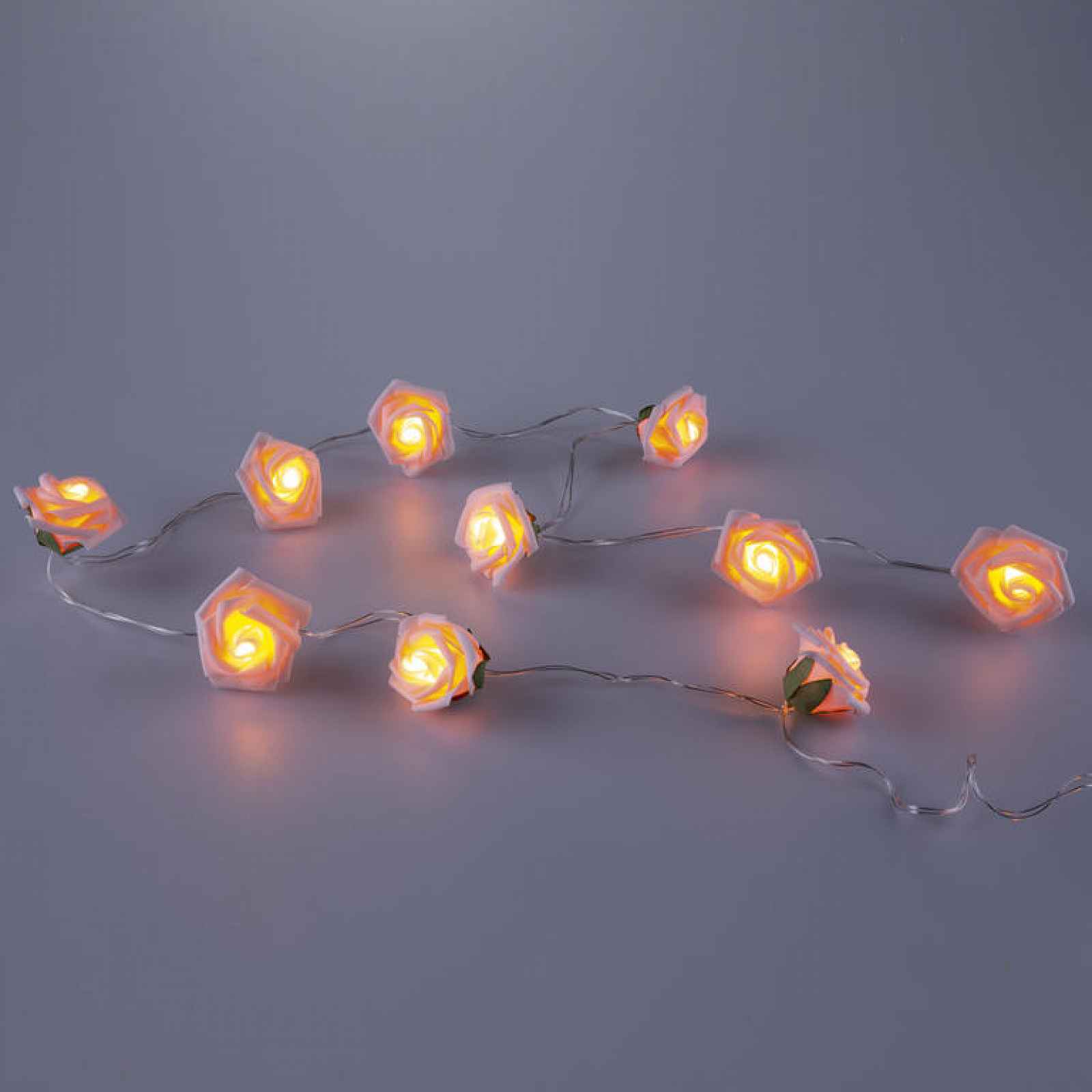 Světelný LED řetěz s růžemi 140 cm