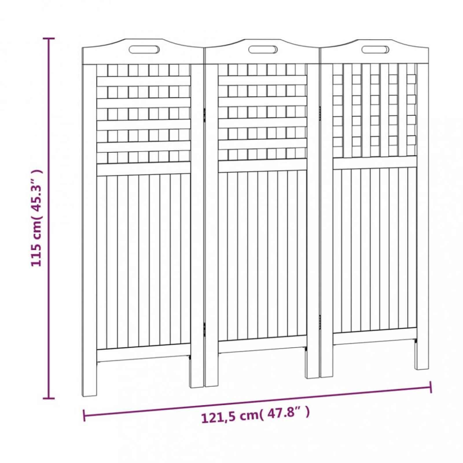 Paravan akáciové dřevo Dekorhome 121.5x115 cm (3-dílný)