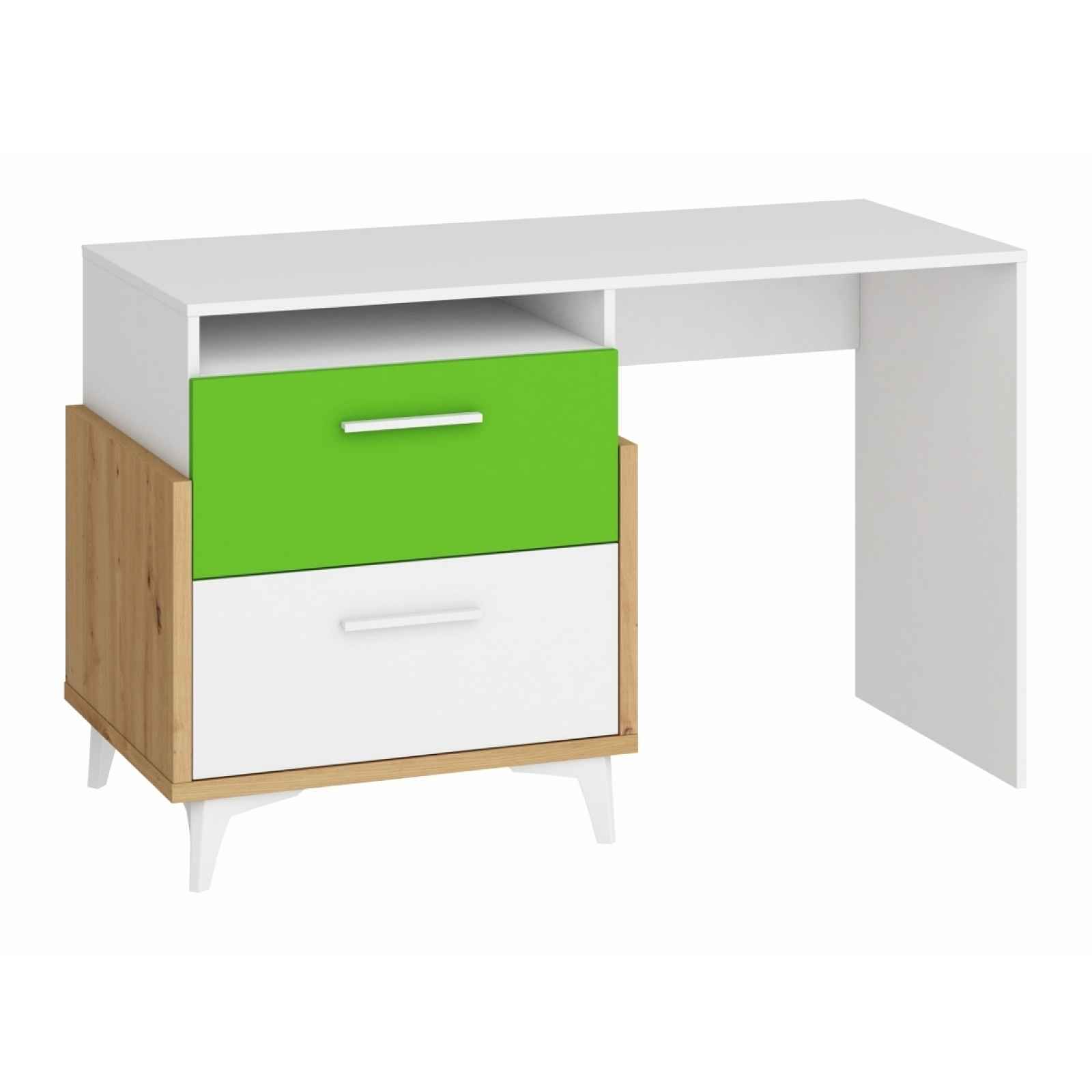 Hey - psací stůl 125, dub artisan/bílá/zelená
