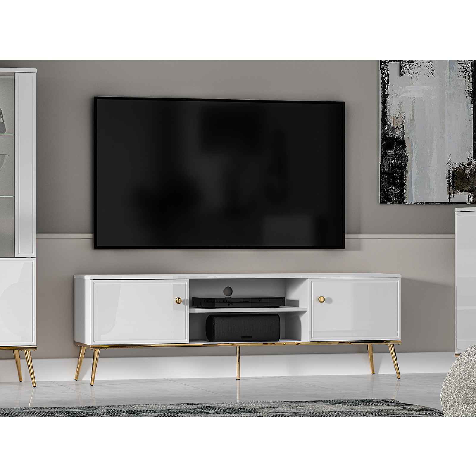 TV stolek Golden 06 bílá / bílý lesk HELCEL