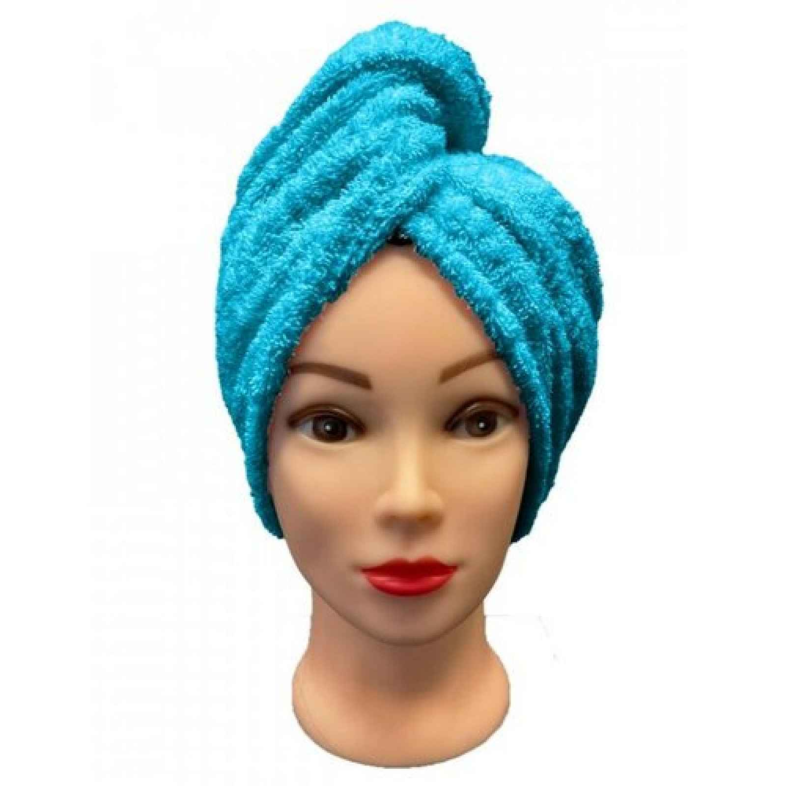 Rychleschnoucí froté turban na vlasy tyrkysová