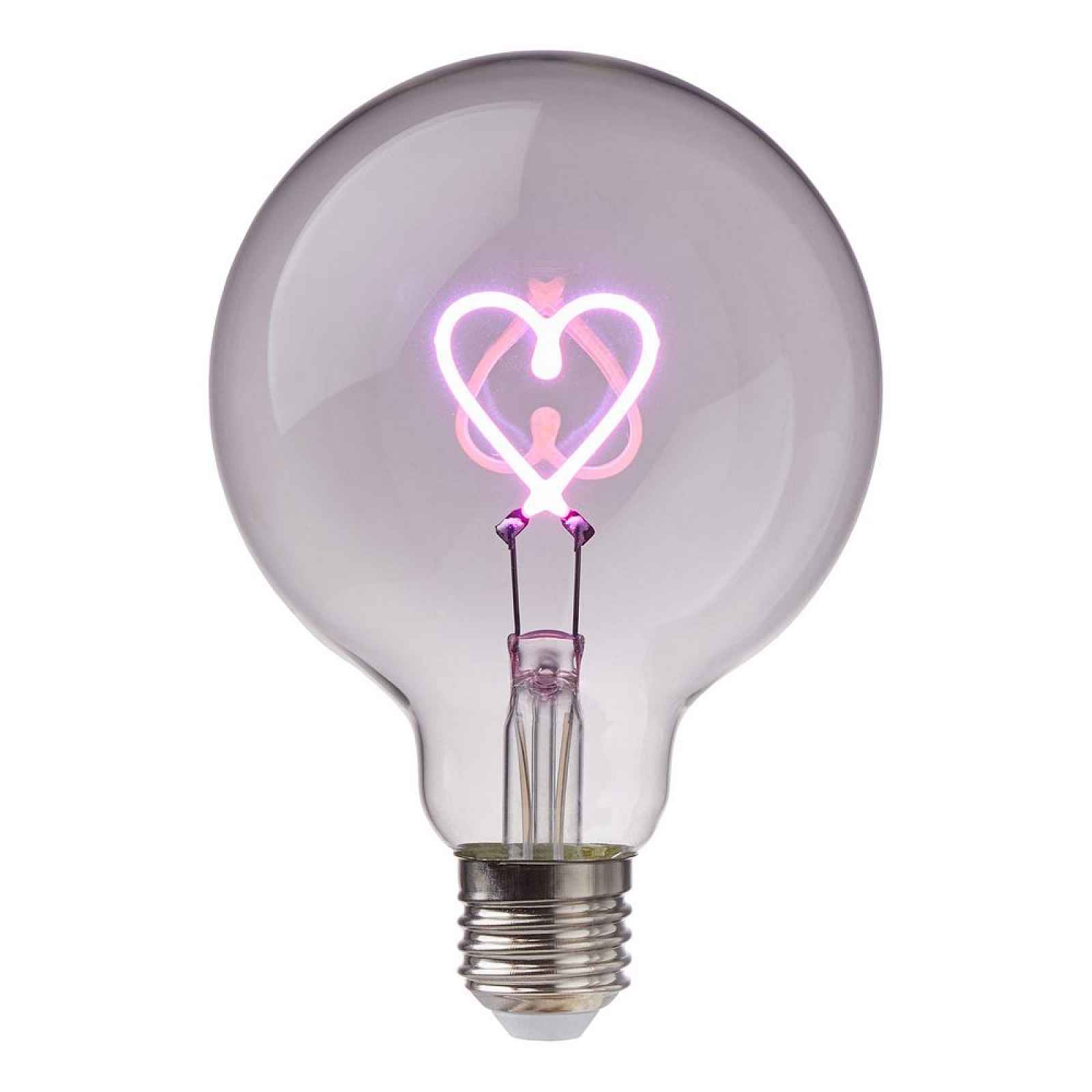 Butlers BRIGHT LIGHT LED Žárovka srdce - růžová