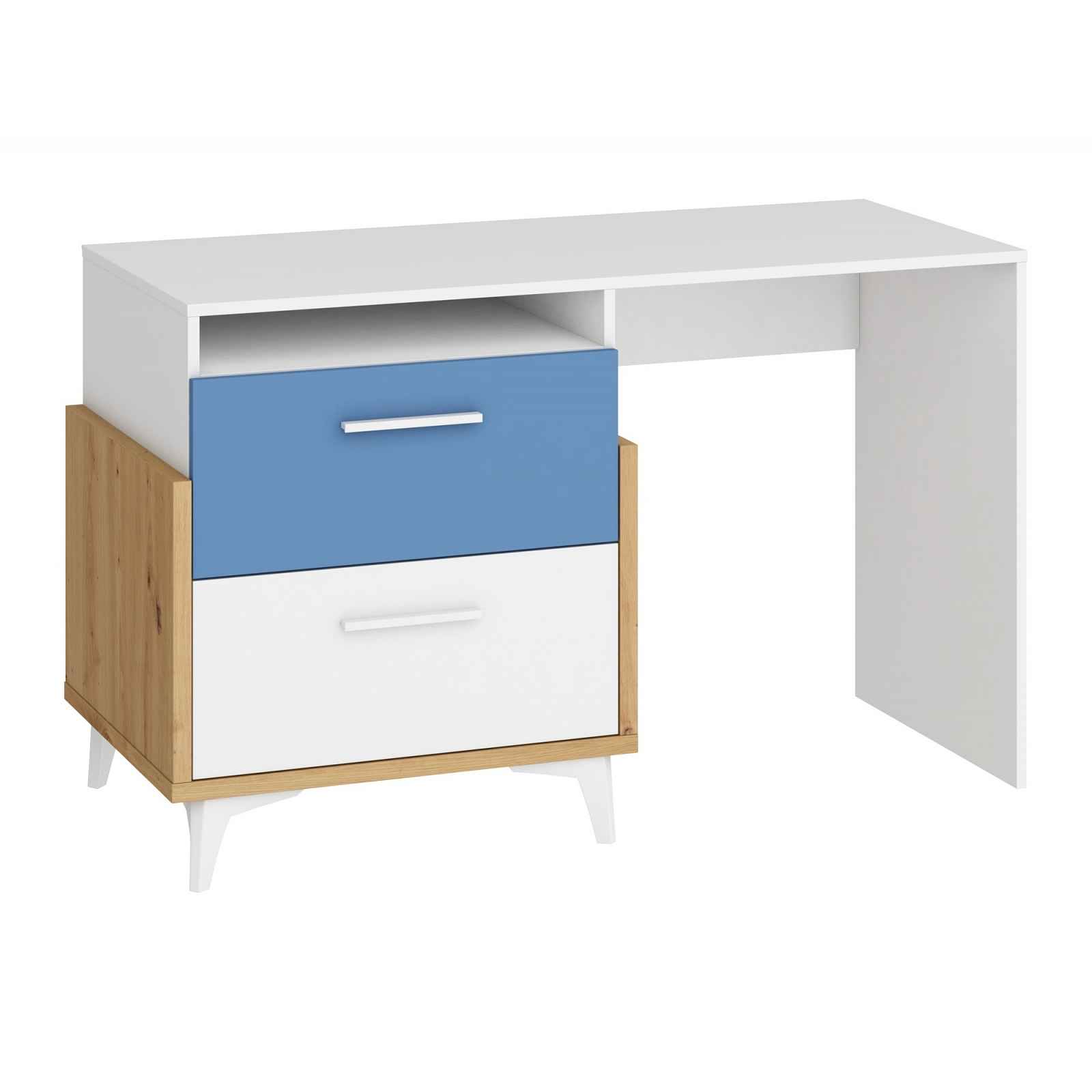 Hey - psací stůl 125, dub artisan/bílá/modrá