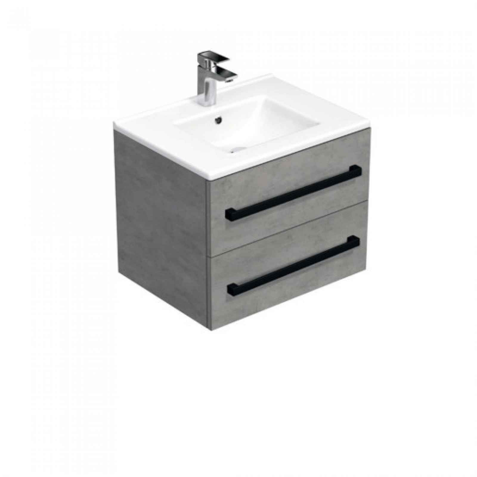 Koupelnová skříňka s černou úchytkou a umyvadlem SAT Cube Way 60x47,5x46 cm beton mat CUBE46C602BEMOD