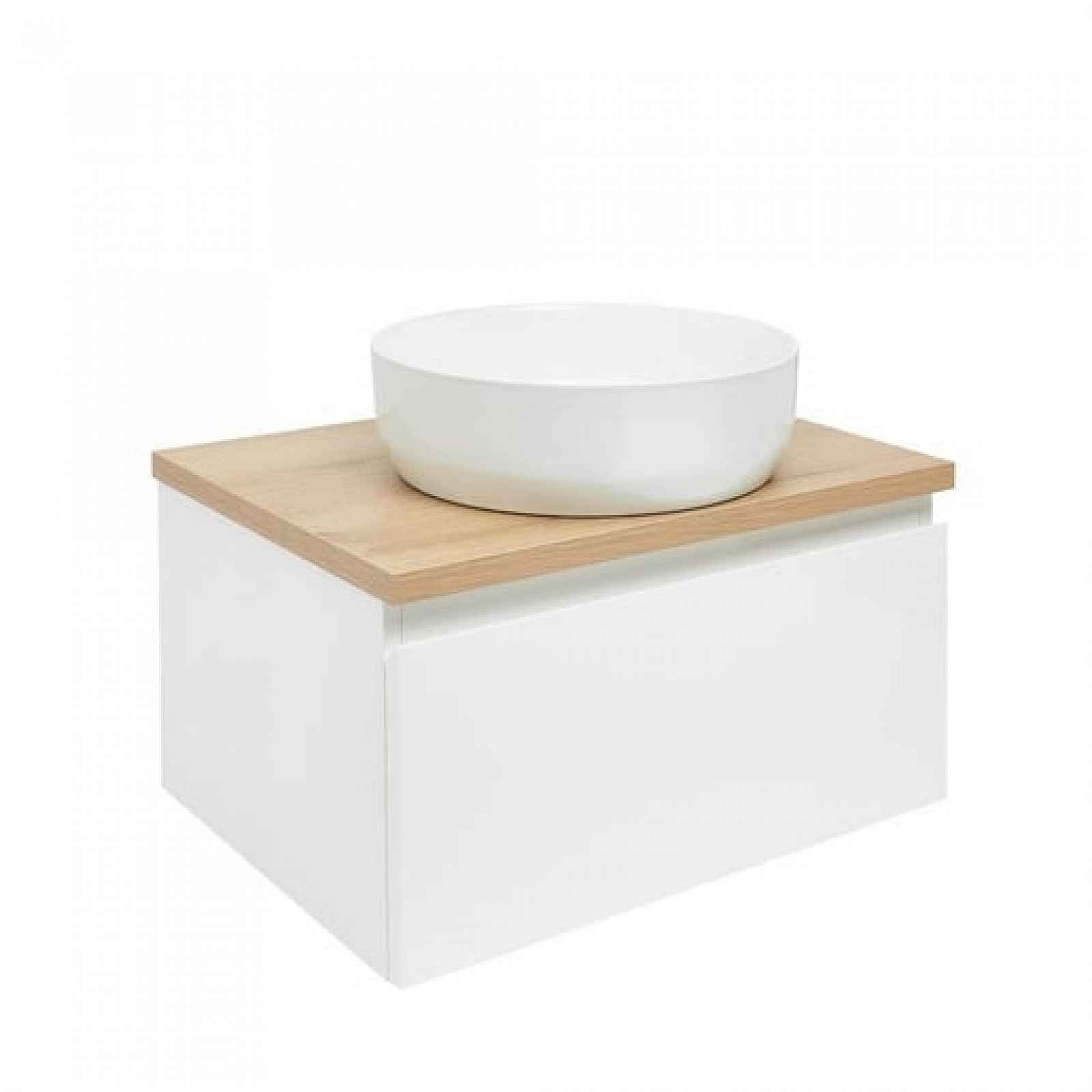 Koupelnová skříňka s dubovou krycí deskou SAT B-Way 59x30x45 cm bílá lesk BWAY60WDOAK