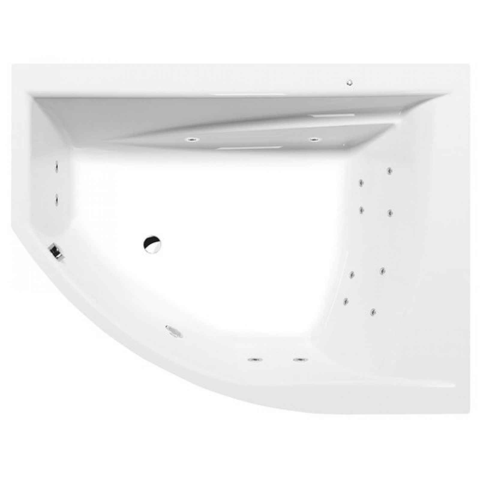 Masážní vana Polysan Tandem 170x130 cm Active Hydro akrylát pravá 97611.1010