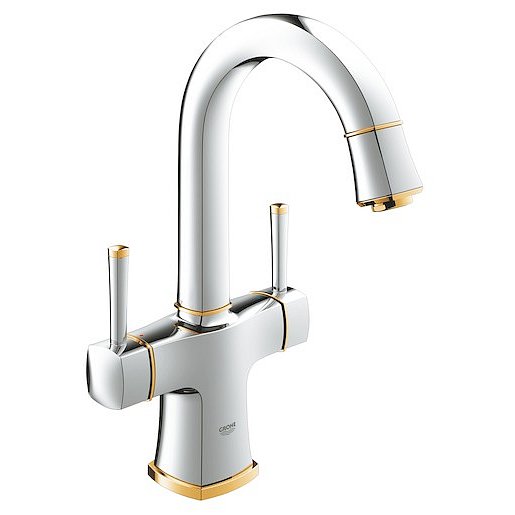 Vysoká umyvadlová baterie Grohe Grandera s výpustí chrom / gold 21107IG0
