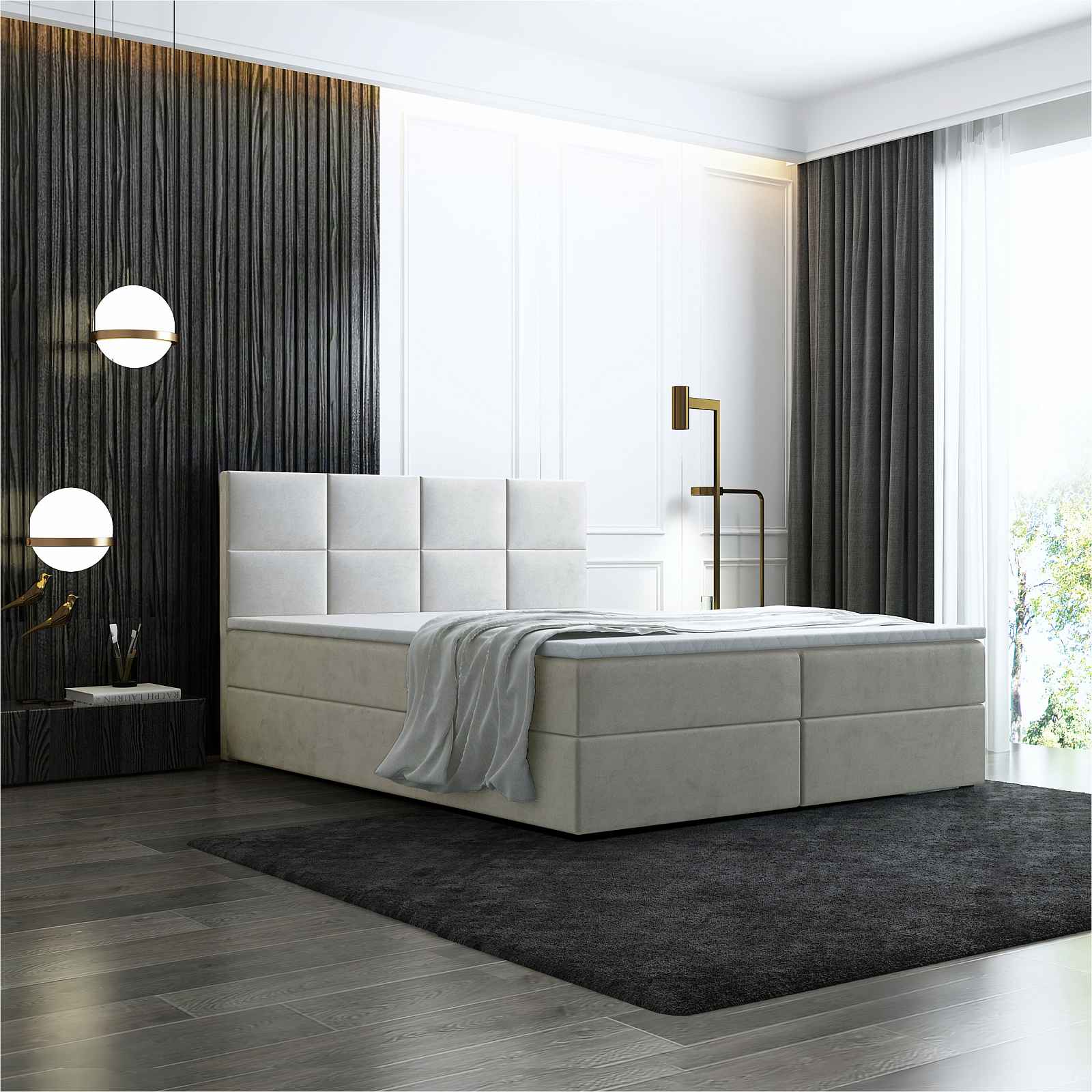 Postel Lea 180x200 cm světle béžová HELCEL