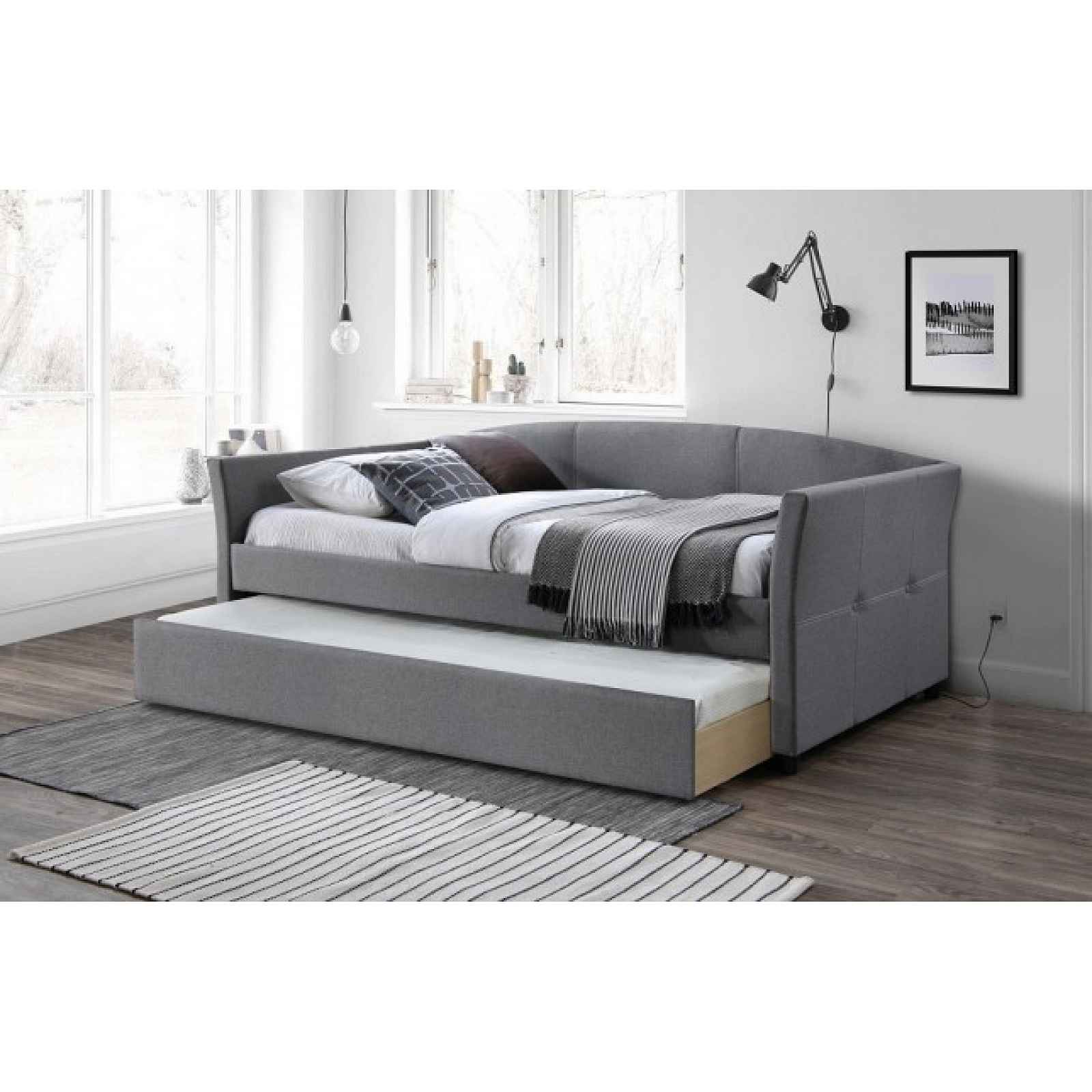Čalouněná postel Sebastian 90x200, šedá, vč. roštu s přistýlkou